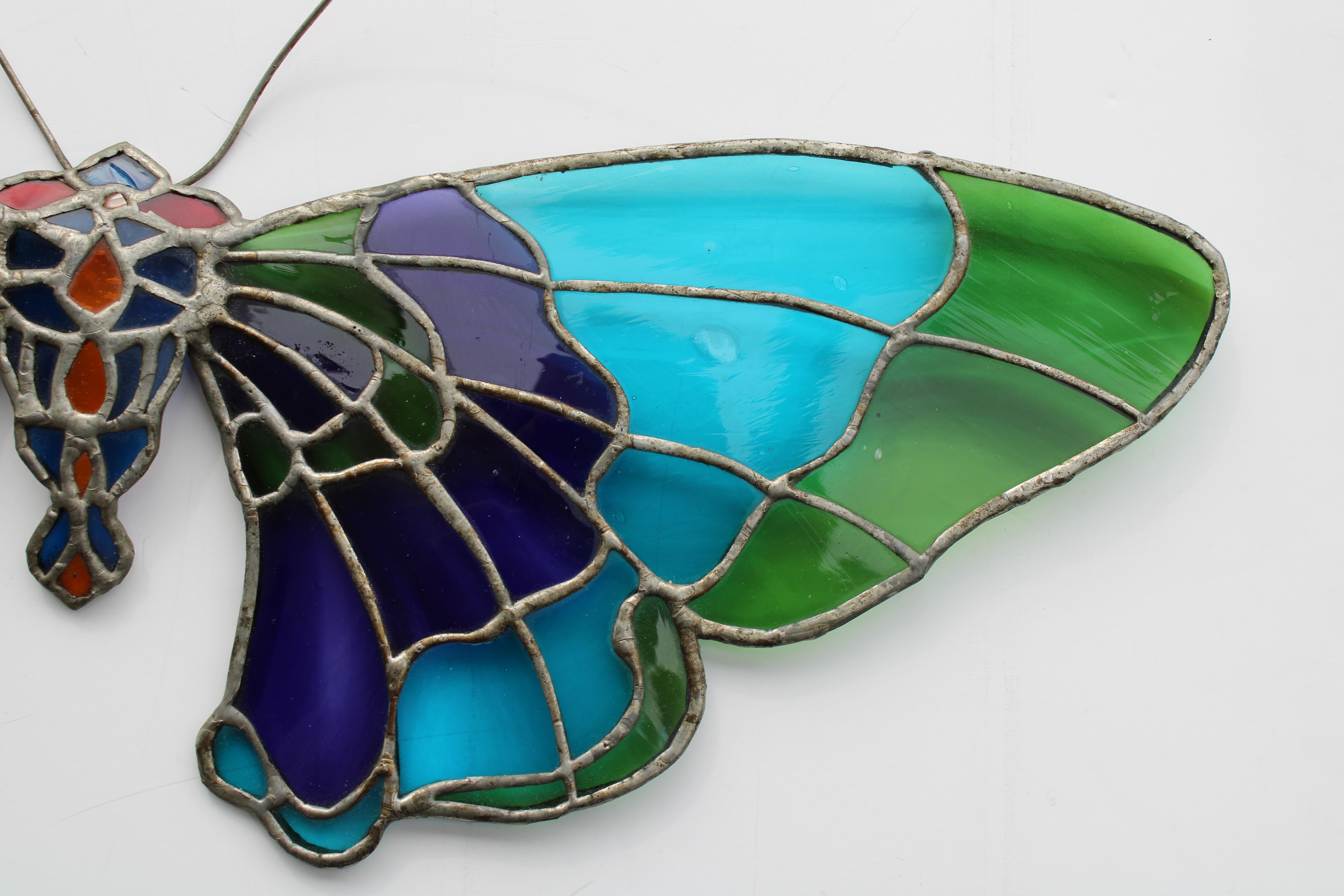 Stain Glass Butterfy In Good Condition For Sale In Palm Springs, CA