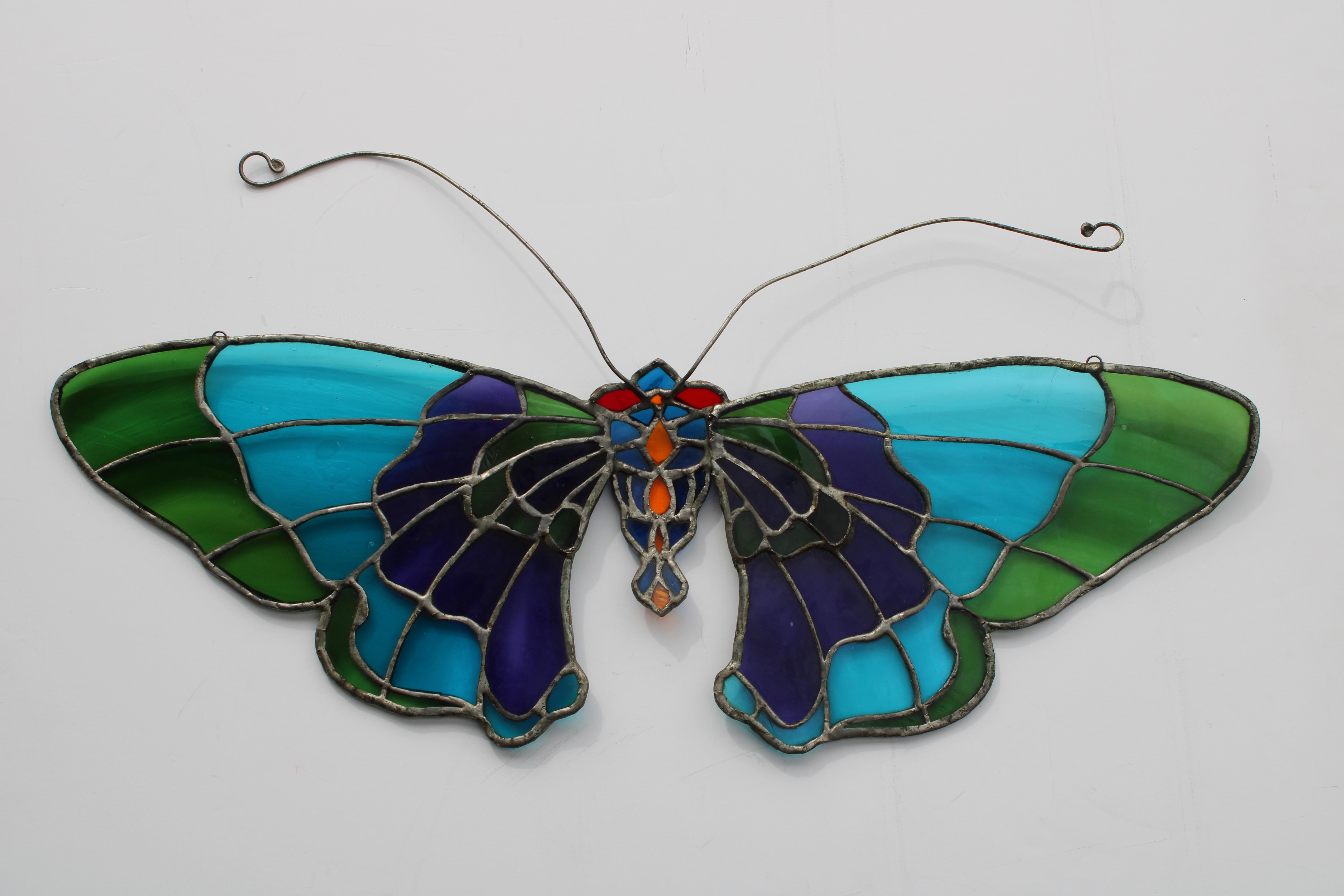 Art Glass Stain Glass Butterfy For Sale
