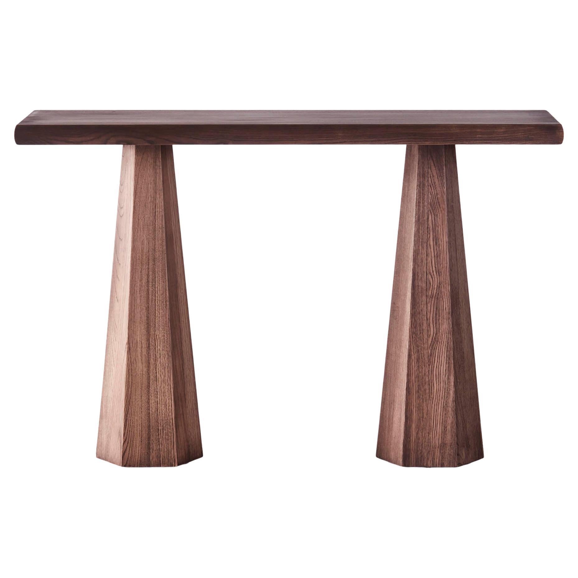 Stained Ash Console Table, Model Hexagon For Sale