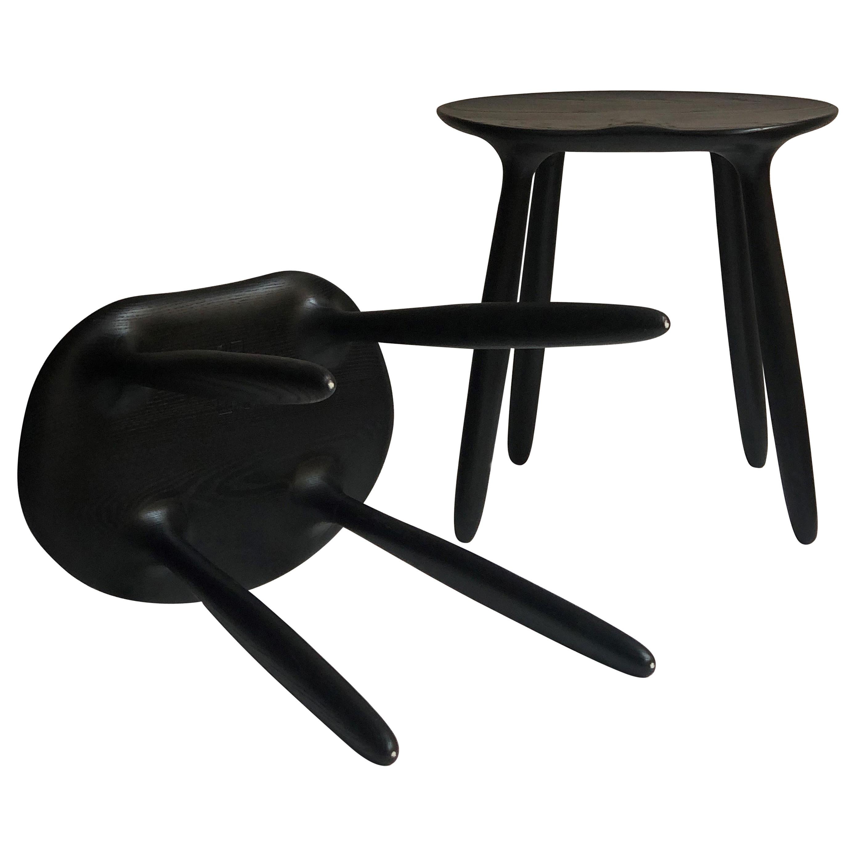 Black Stained Ash Daiku Stool by Victoria Magniant For Sale