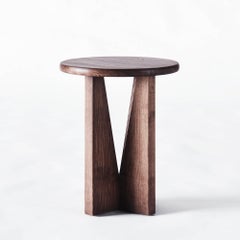 Stained Ash Side Table with V-Shaped Base, Model V