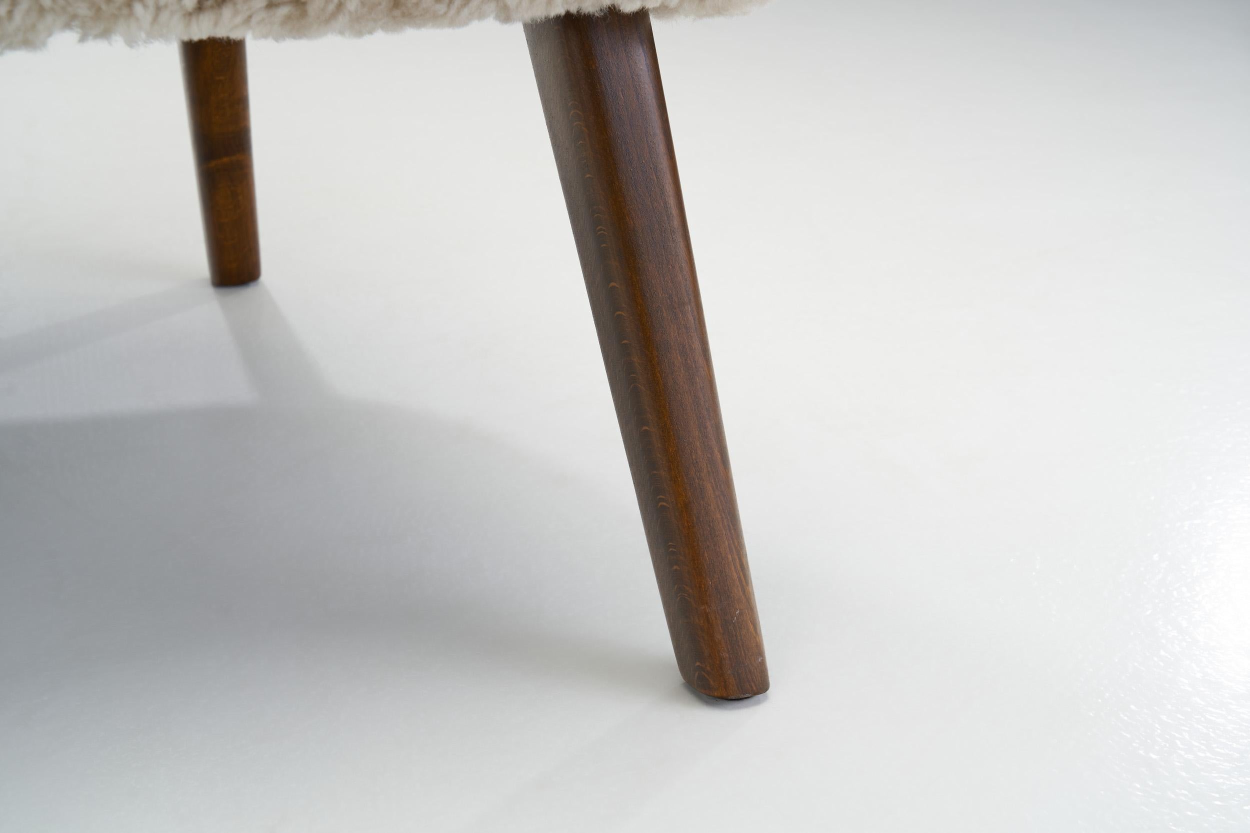 Stained Beech Easy Chairs in Sheepskin by a Danish Cabinetmaker, Denmark 1940s For Sale 12
