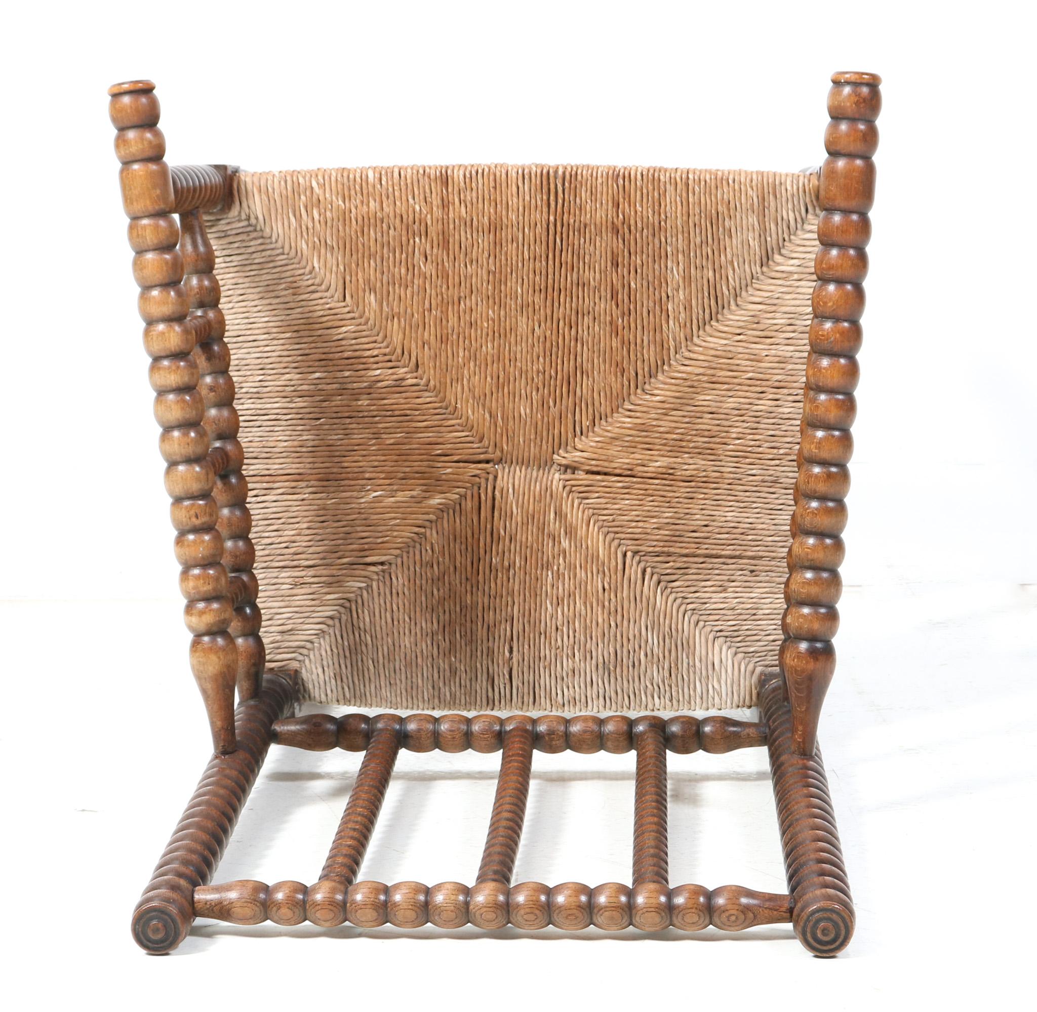 Stained Beech Jacobean Style Bobbin Armchair, 1900s For Sale 3