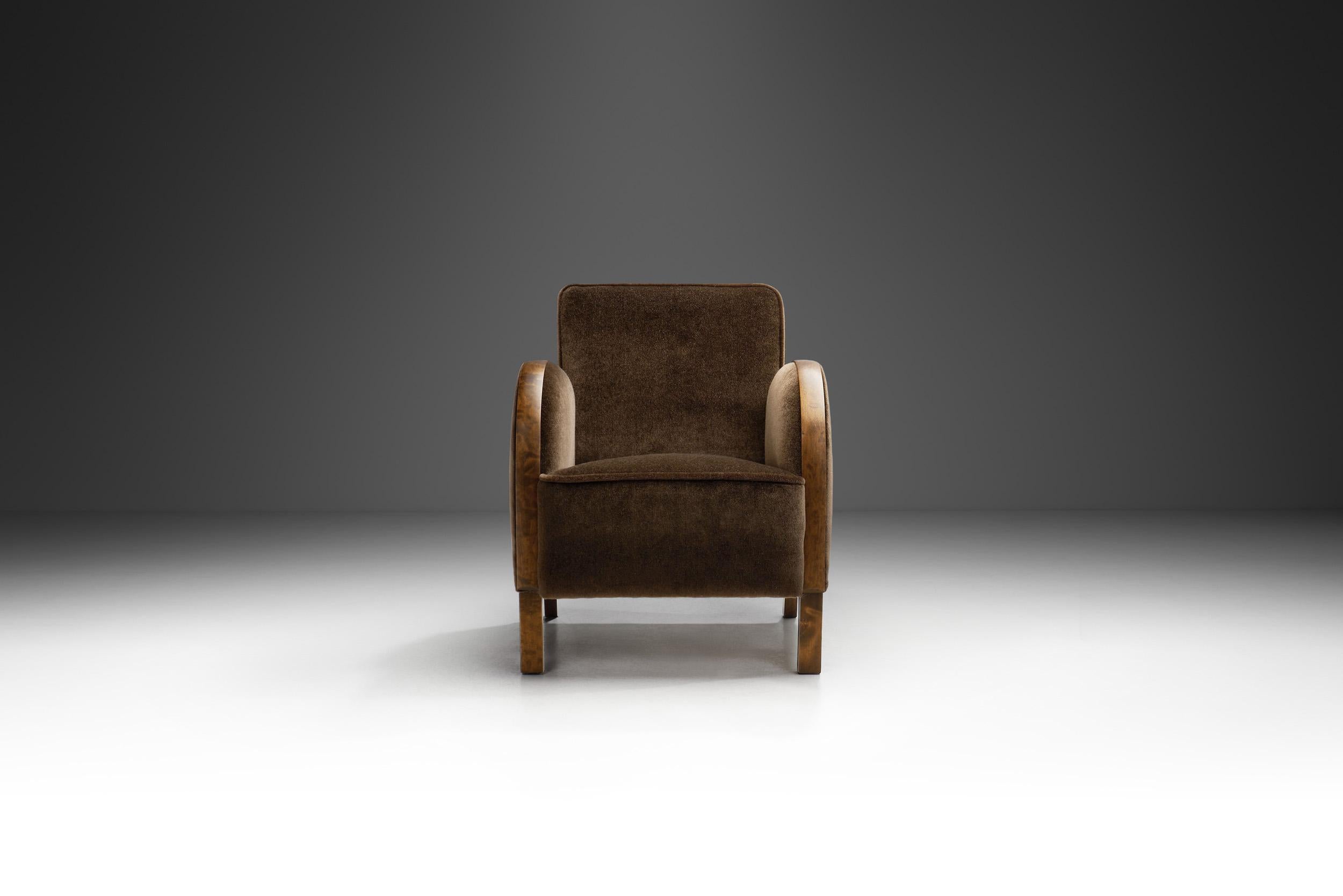 Mid-20th Century Stained Birch Art Deco Armchair, Europe ca 1930s