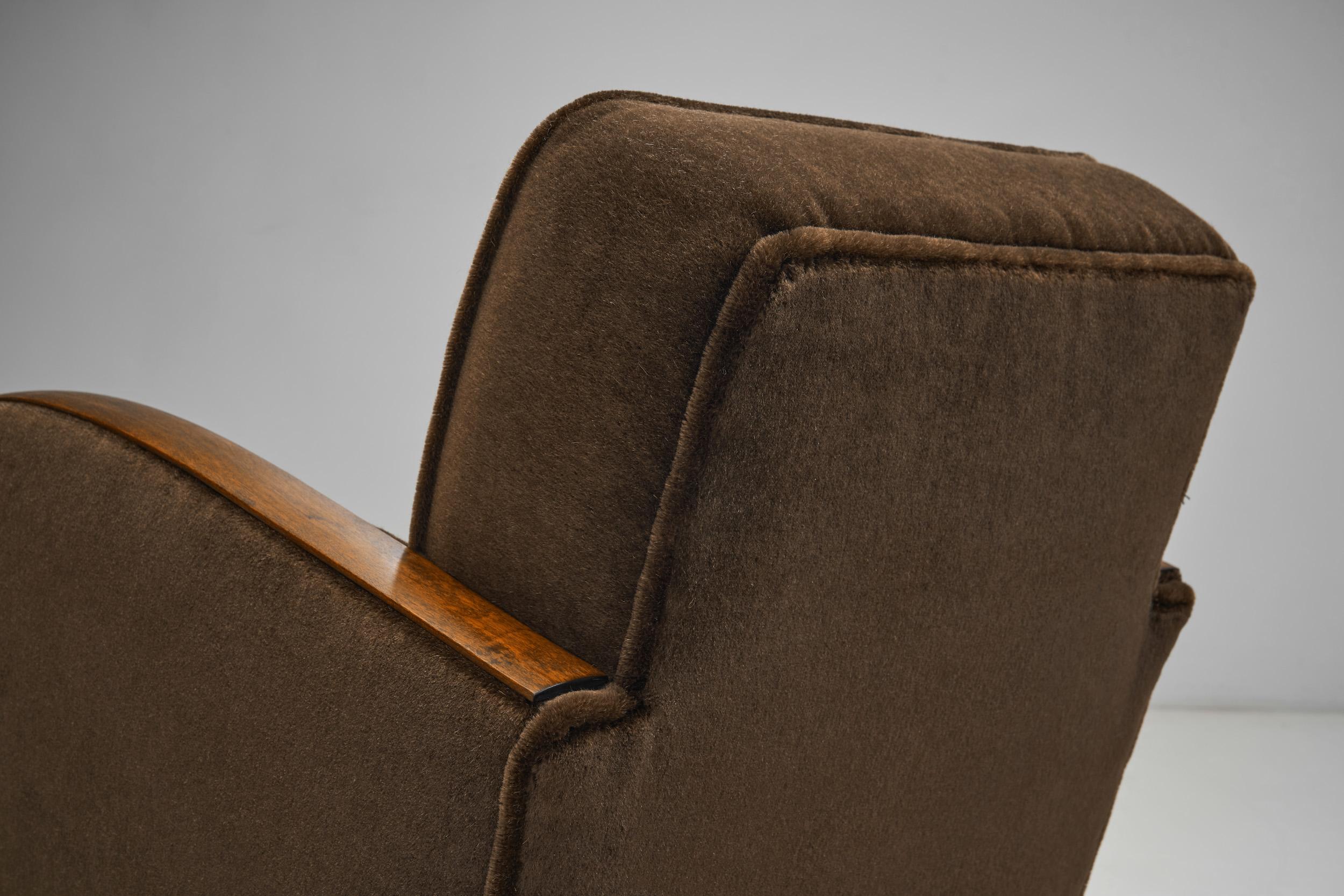 Stained Birch Art Deco Armchair, Europe ca 1930s 1