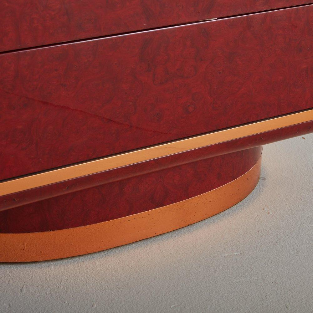 Stained Burl Wood + Copper Nightstands in the Style of Saporiti, Italy 1970s 4