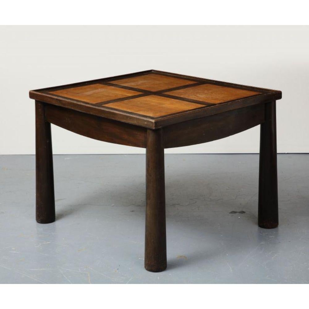 Modern Stained Elm Games Table with Storage and a Curved Skirt, circa 1940 For Sale