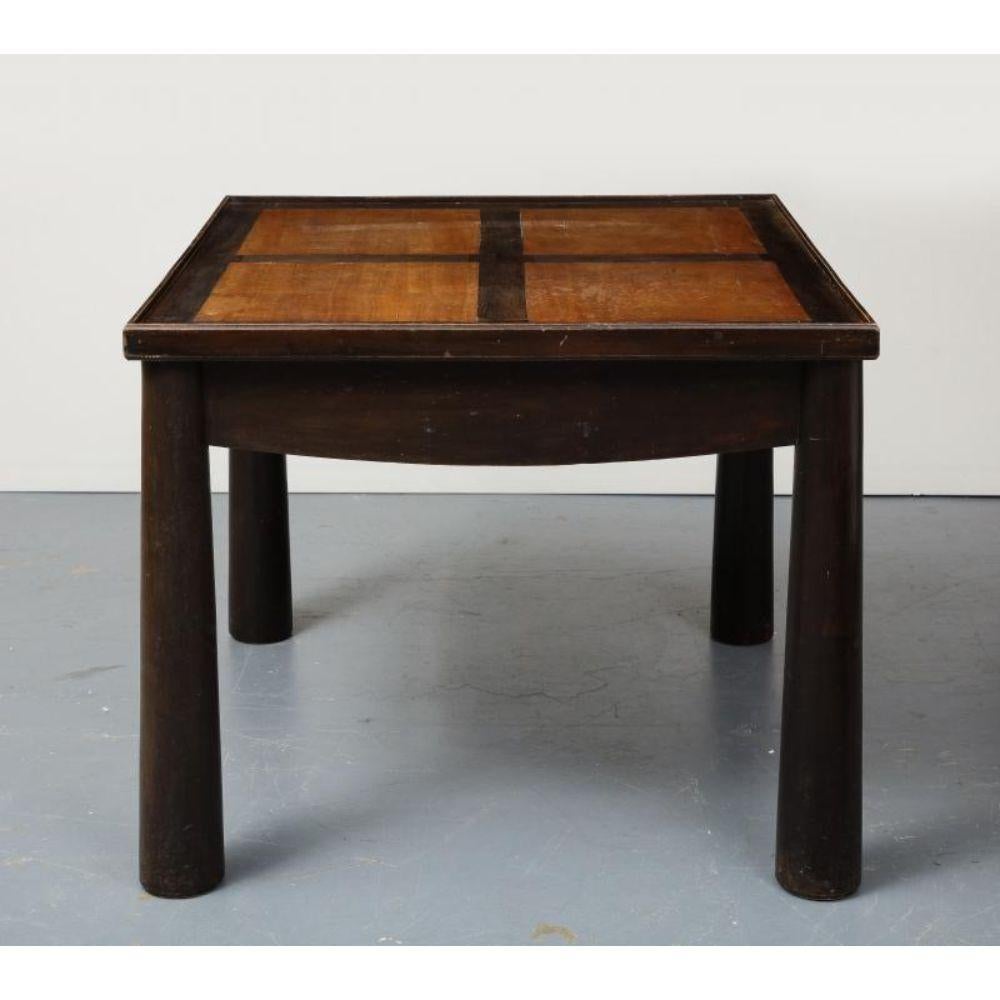 French Stained Elm Games Table with Storage and a Curved Skirt, circa 1940 For Sale