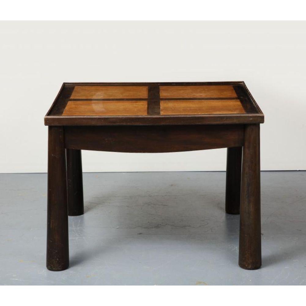 Stained Elm Games Table with Storage and a Curved Skirt, circa 1940 In Excellent Condition For Sale In New York City, NY