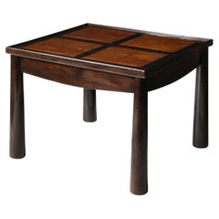 Stained Elm Games Table with Storage and a Curved Skirt, France, c. 1940