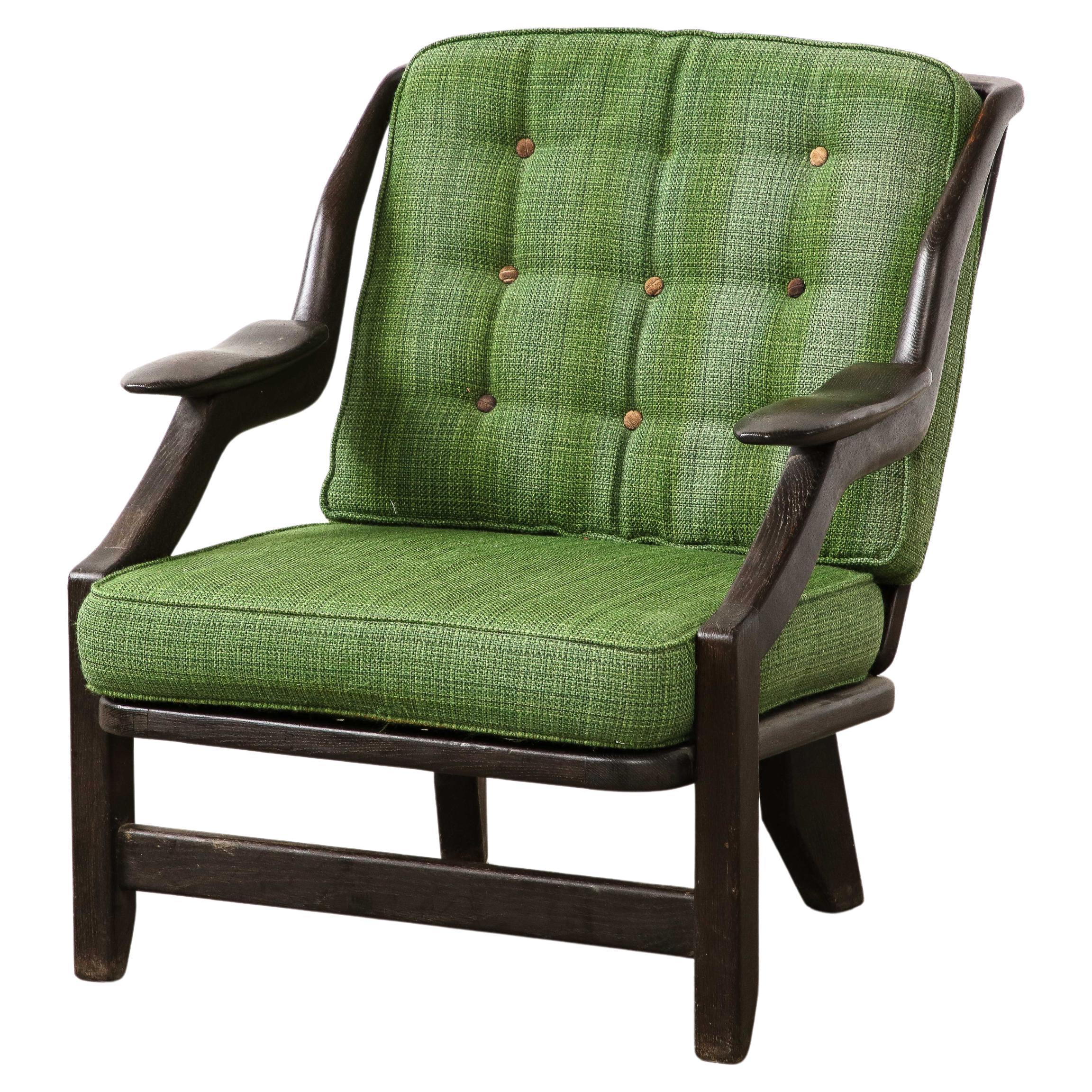 Stained Elm "Gregoire" Armchair by Guillerme et Chambron, France, c. 1960 For Sale