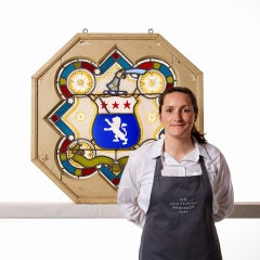 Stained Glass Antique Armorial Shield Panel