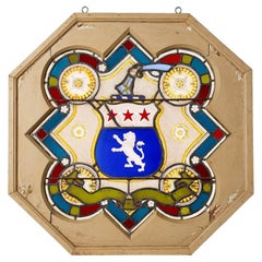 Stained Glass Antique Armorial Shield Panel
