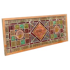 Stained Glass Birds in Nest With Flowers Rectangle Shape Panel