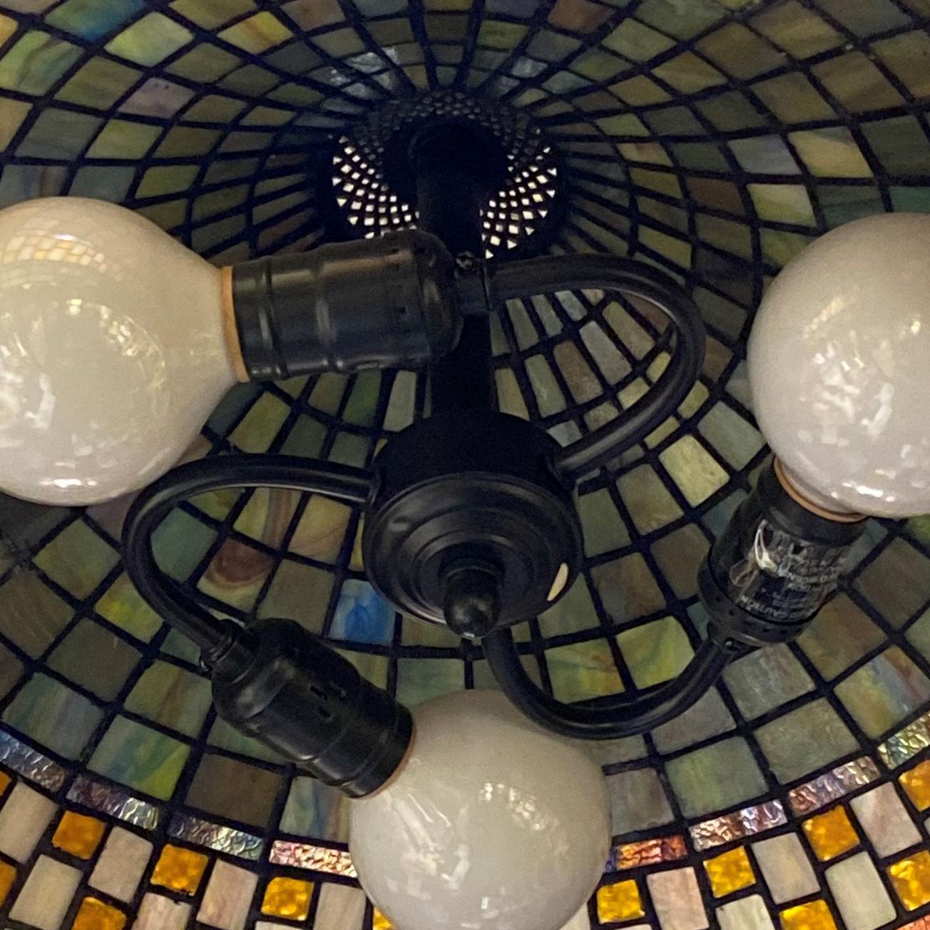 20th Century Stained Glass Ceiling Lamp in the Arts and Crafts Style