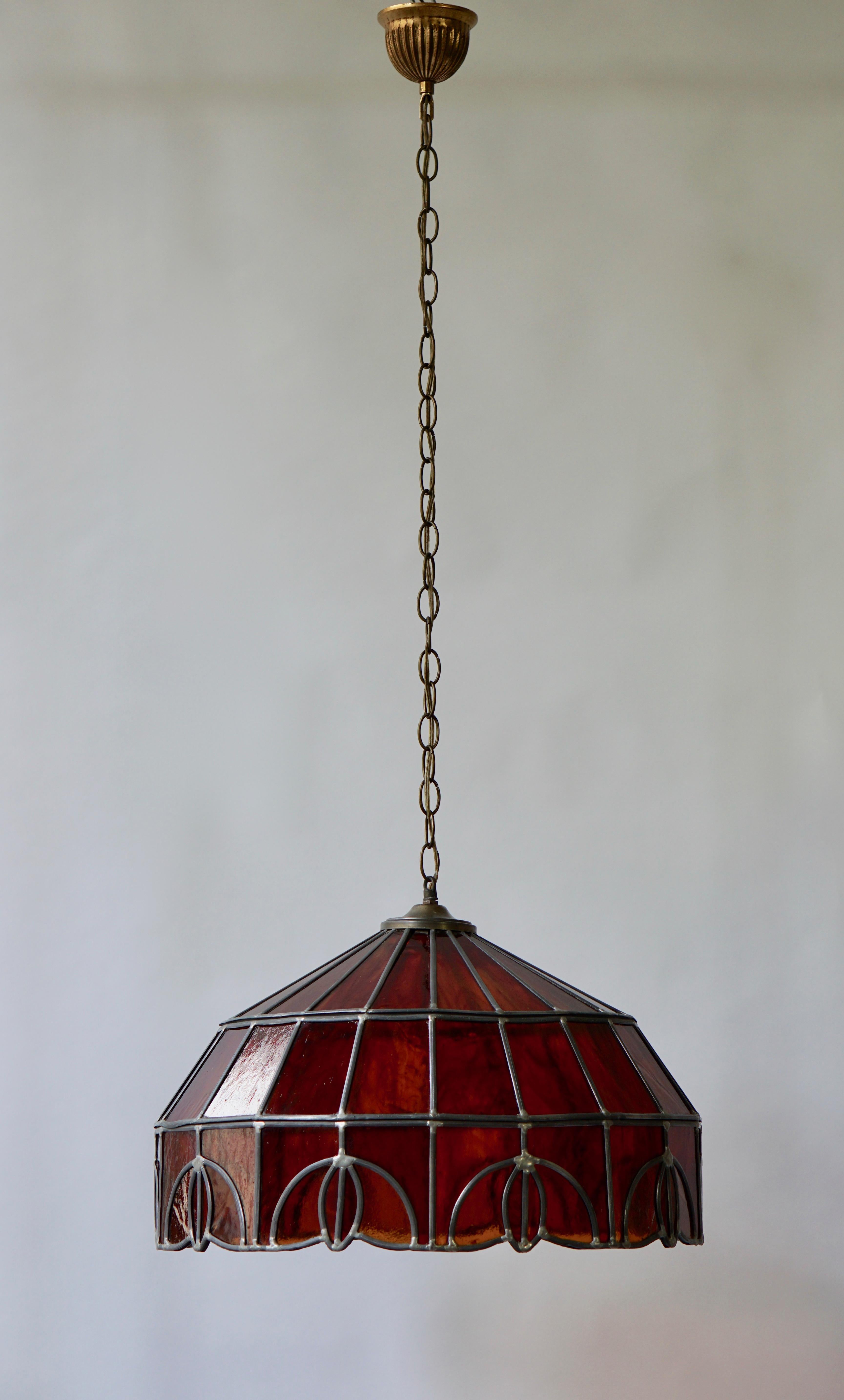 20th Century Stained Glass Chandelier For Sale