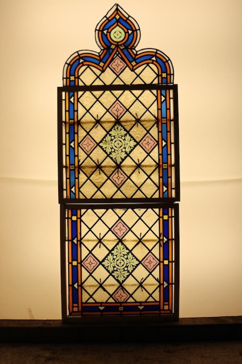 19th Century Stained Glass Church Window Piece
