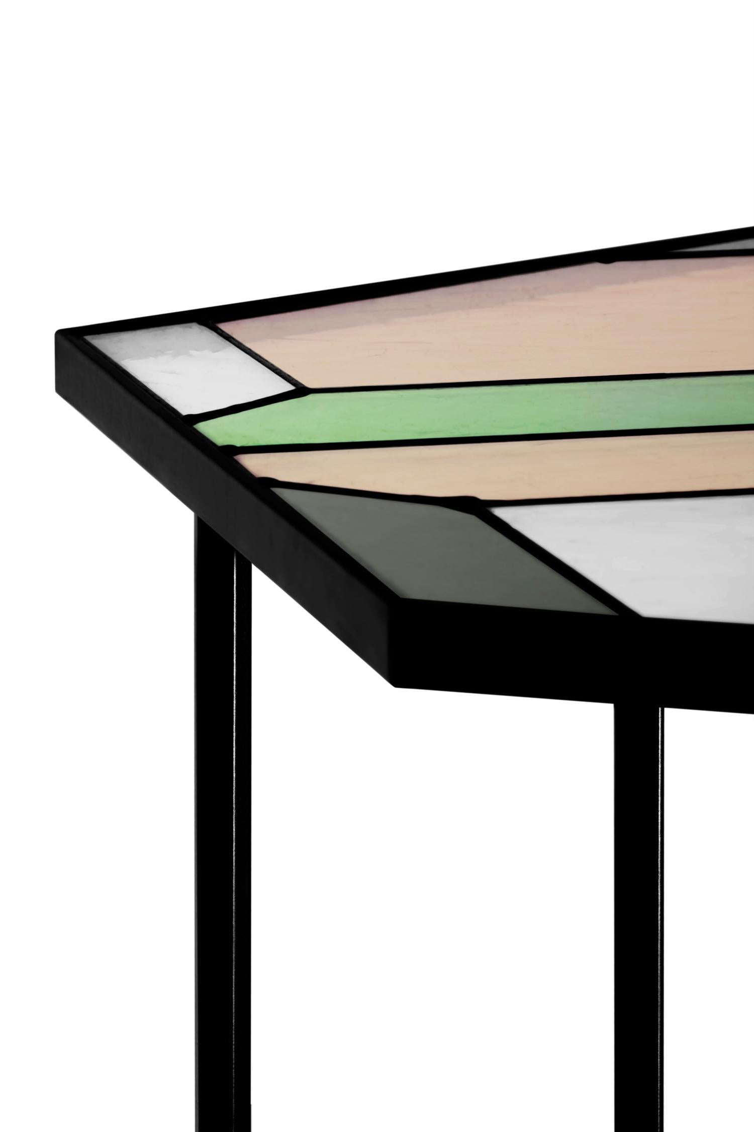 Modern Stained Glass Coffee Table, Santissimi II, Serena Confalonieri For Sale