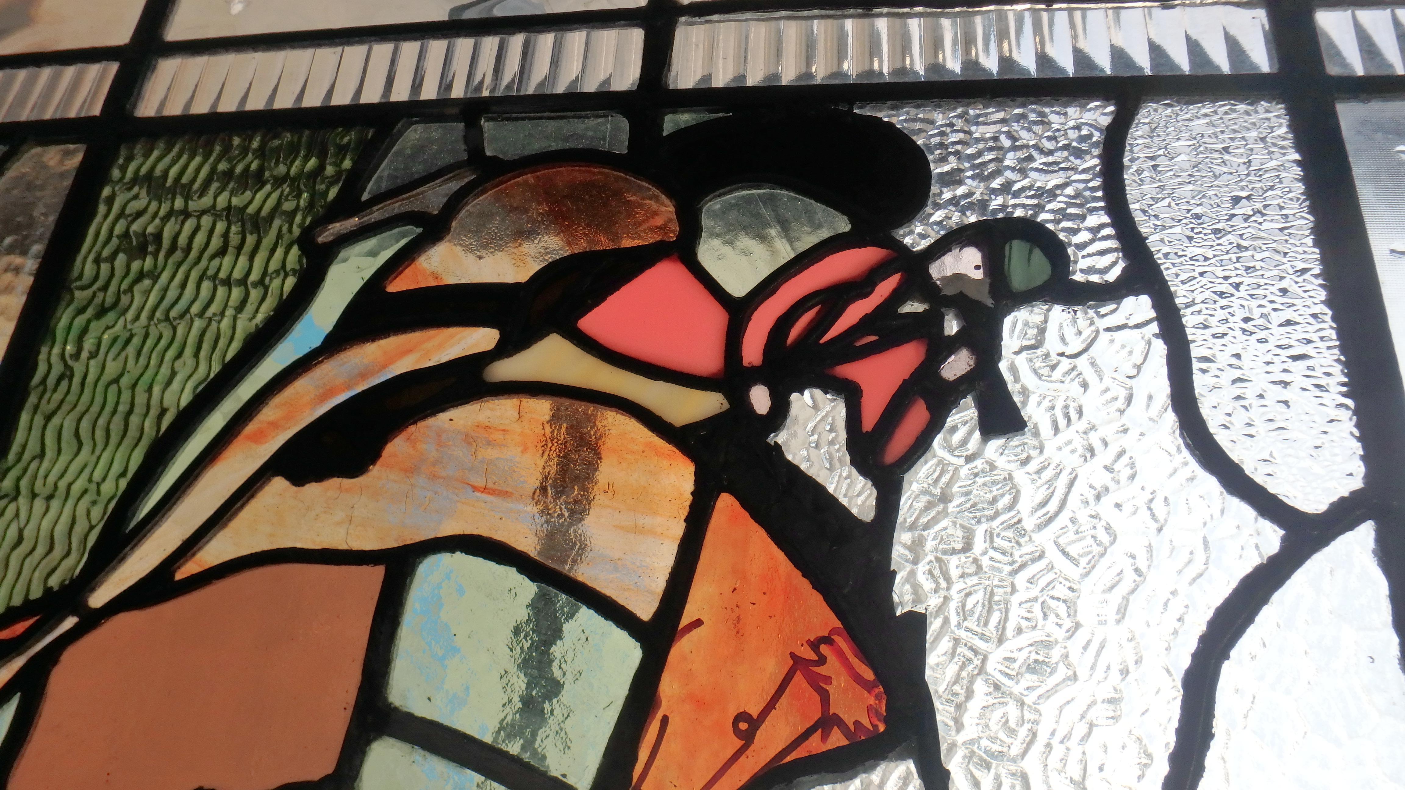 Hand-Carved Stained Glass Door For Sale