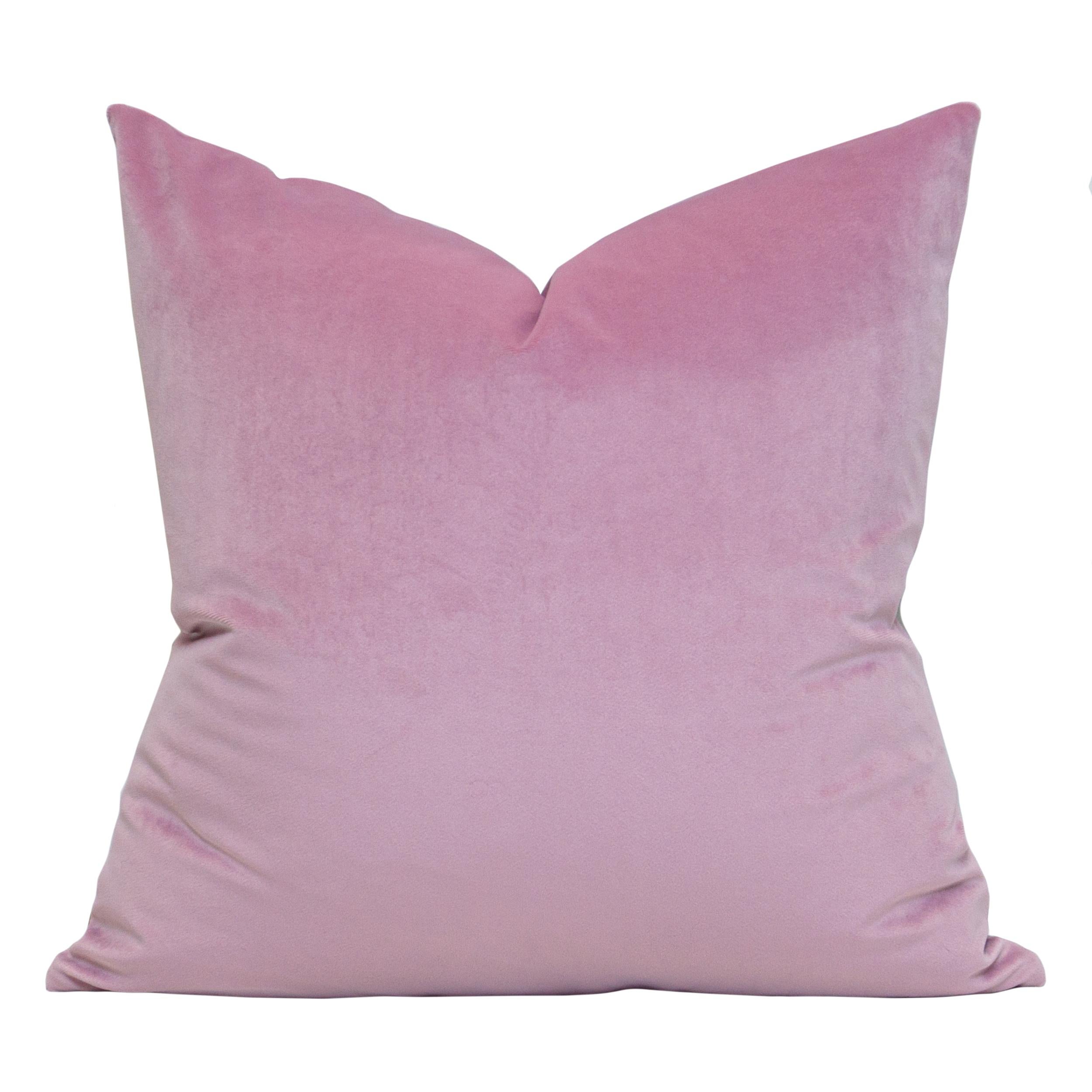 Modern Stained Glass Floral Printed Pillows with Pink Velvet Back For Sale