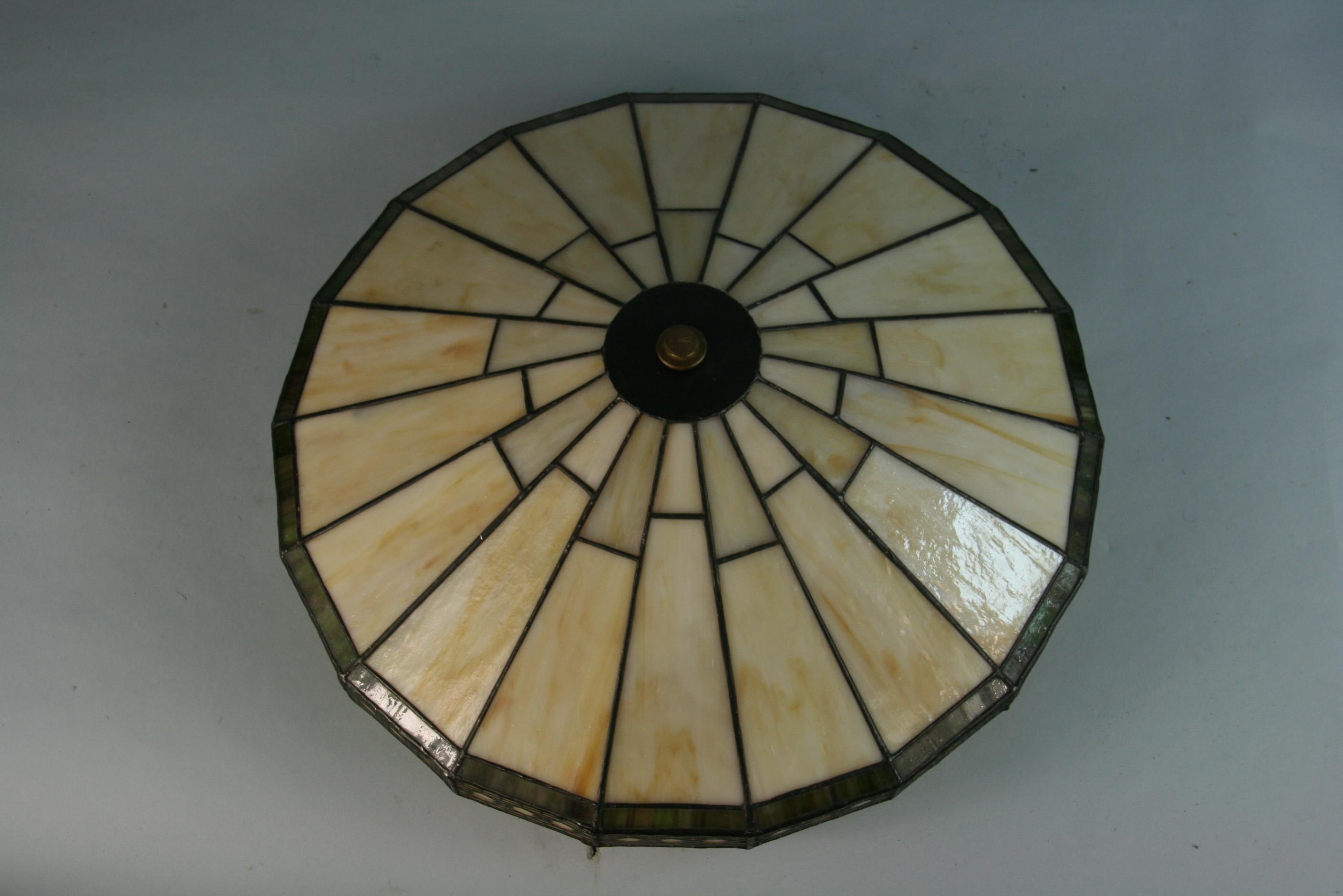 Late 20th Century Stained Glass Flush Mount