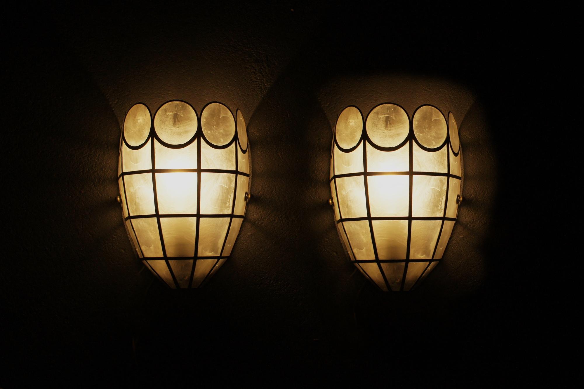 Lampes en verre Stained Glass, 1970, ensemble de 2 Bon état - En vente à KUTNO, PL