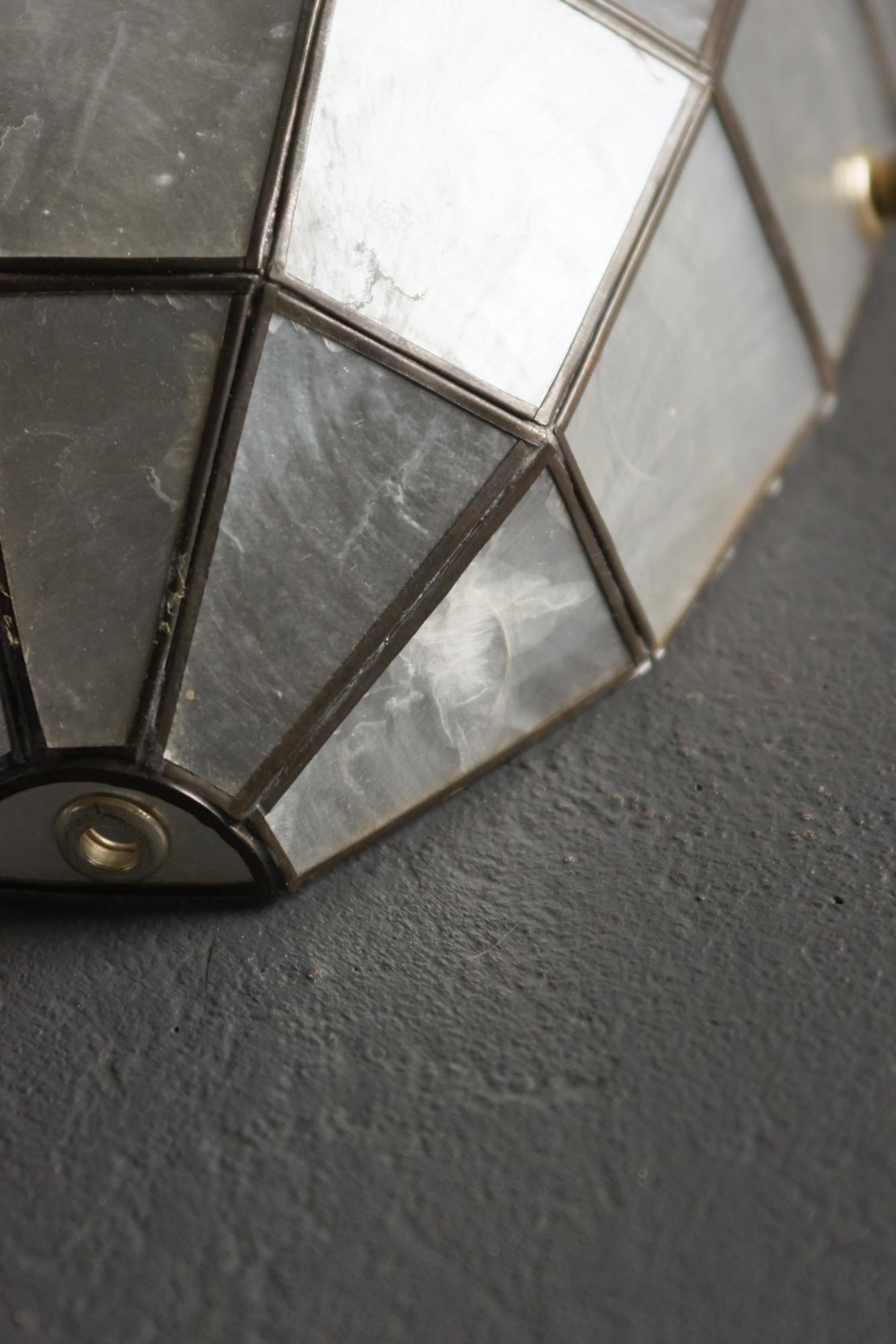 Laiton Lampes en verre Stained Glass, 1970, ensemble de 2 en vente