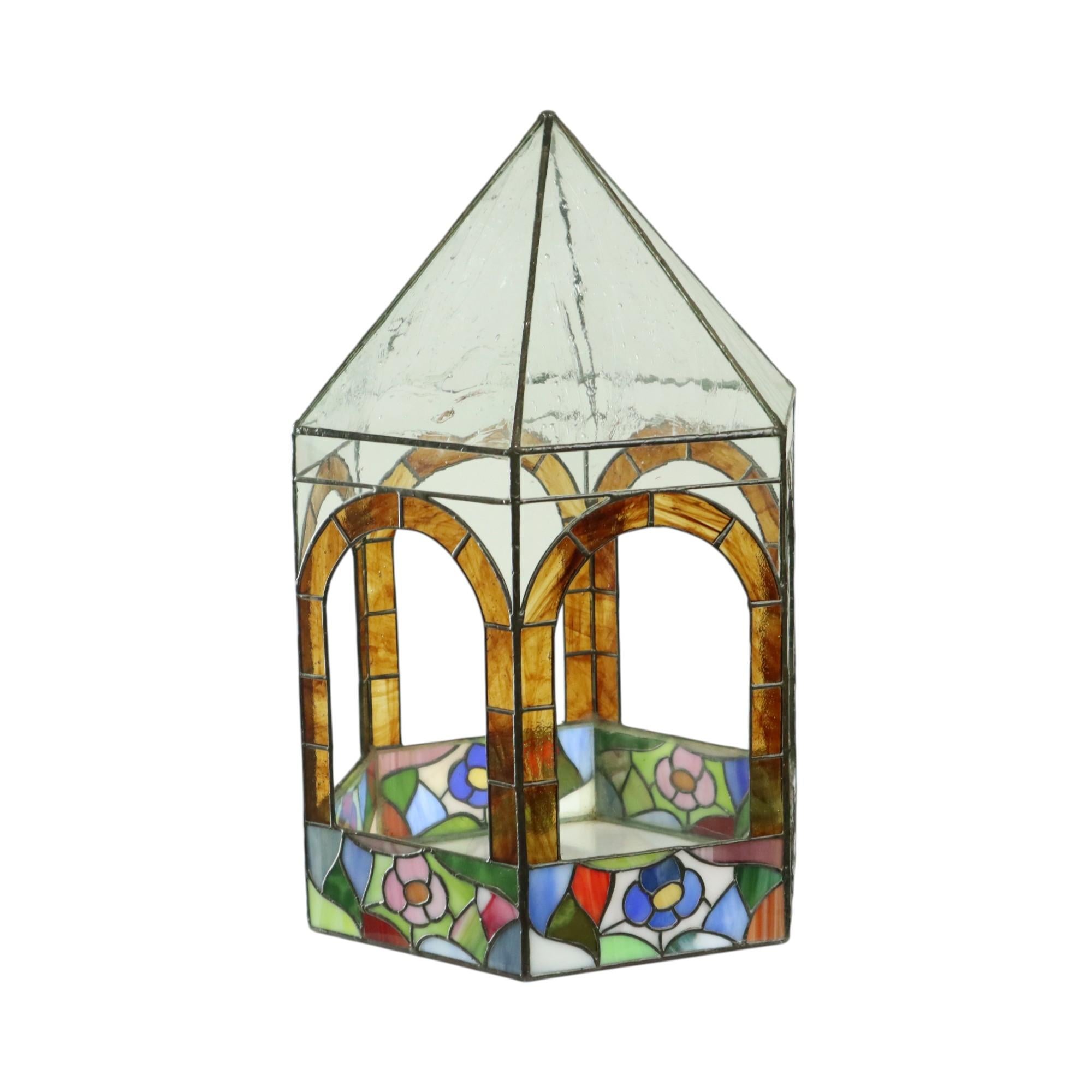 Stained glass Gazebo Kerzenständer Buntglas 45cm im Angebot 9