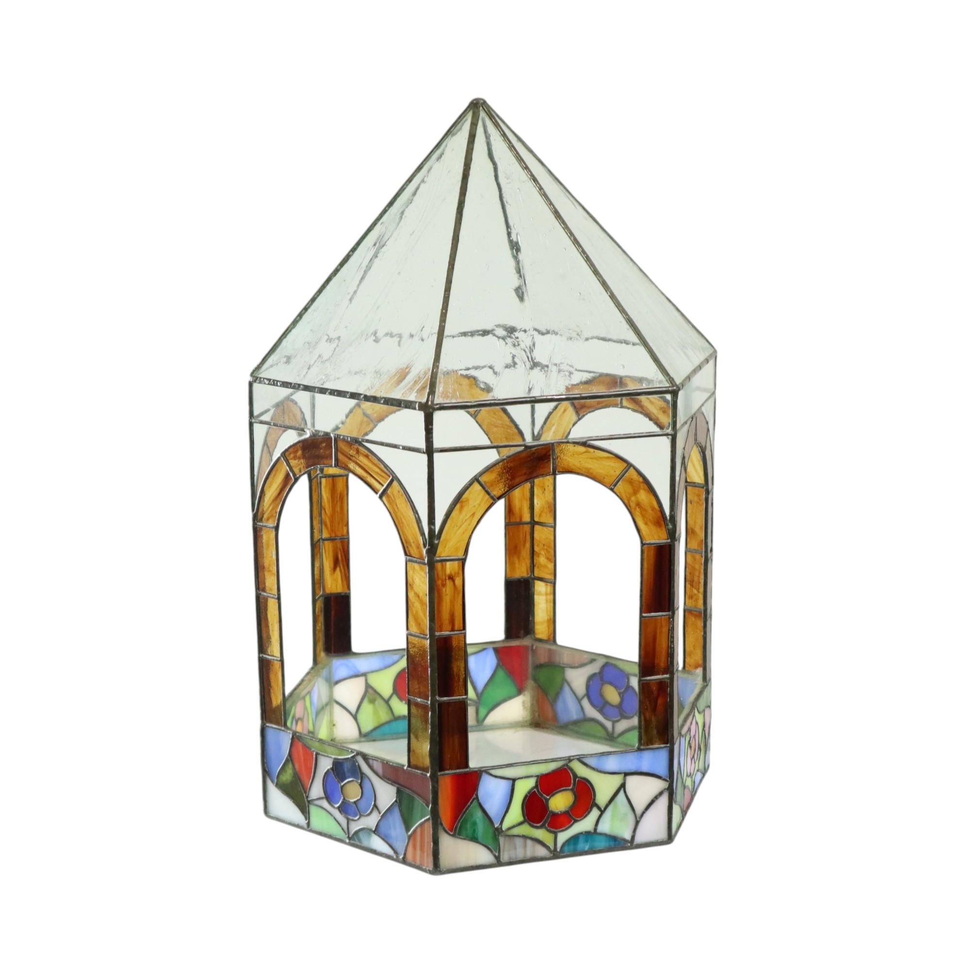 Stained glass Gazebo Kerzenständer Buntglas 45cm im Angebot 4