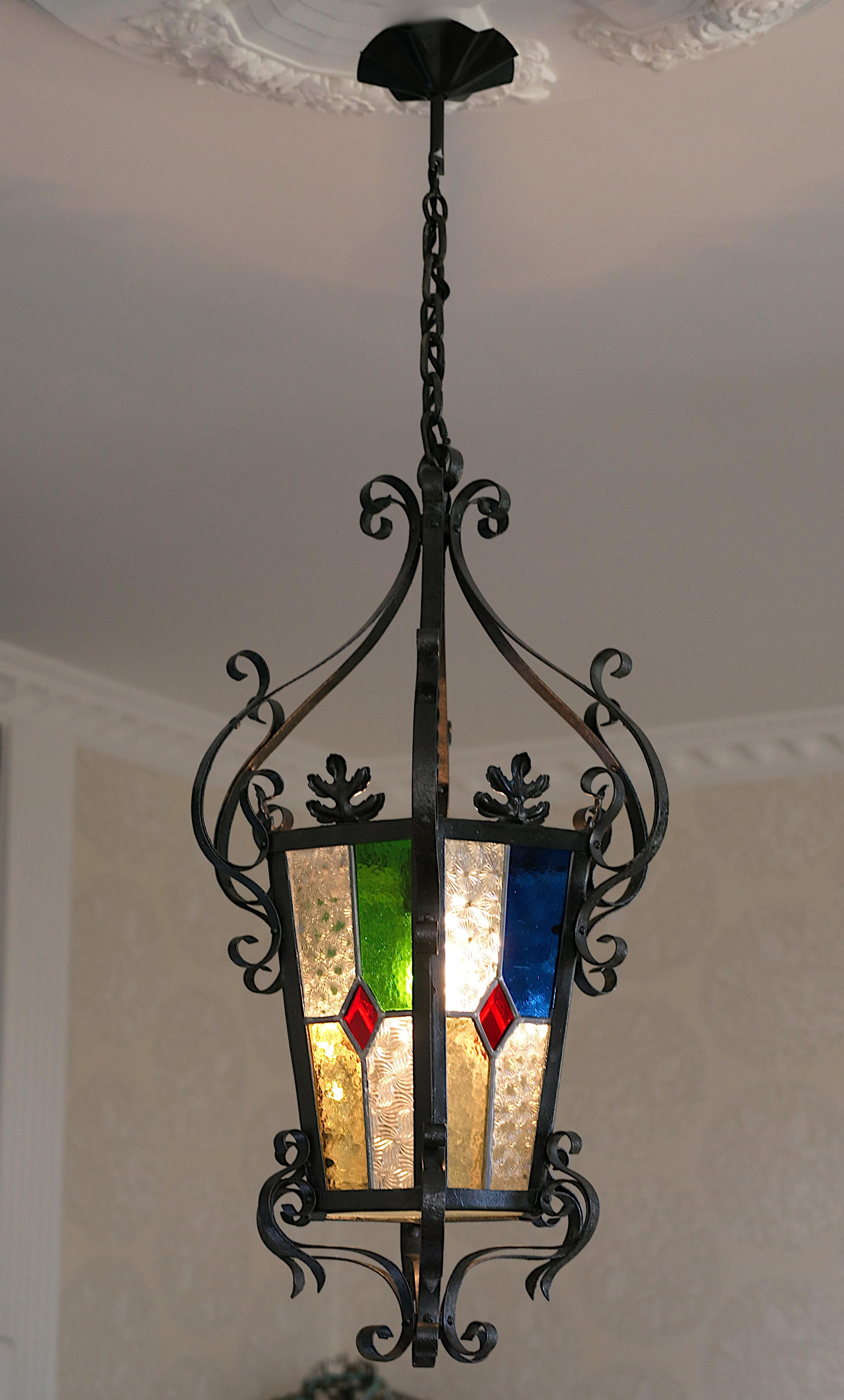 Farol de Stained glass, 1890-1900 en venta 5