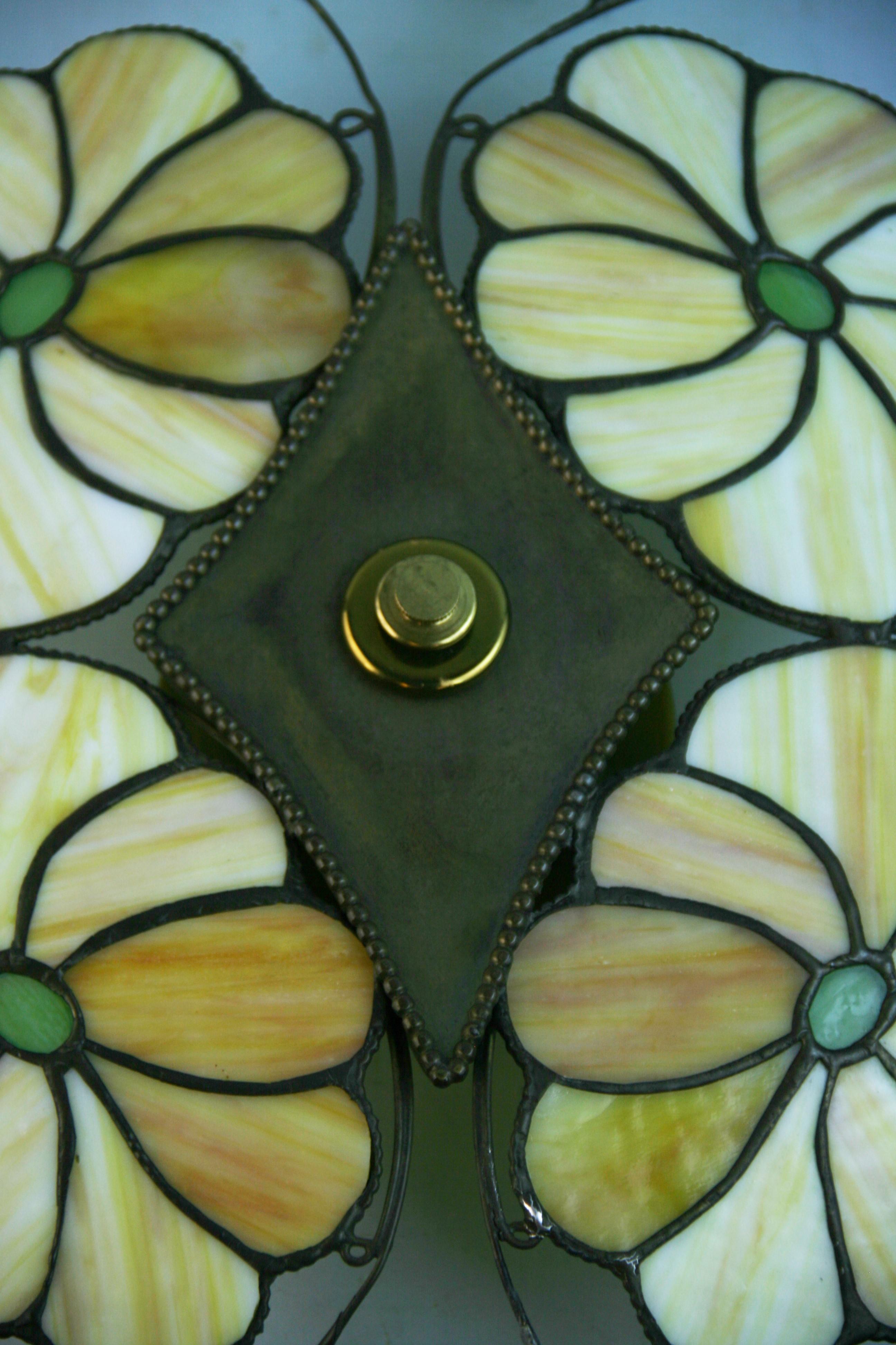 Stained Glass Leaves and Flowers Ceiling Light/Wall sconce For Sale 2