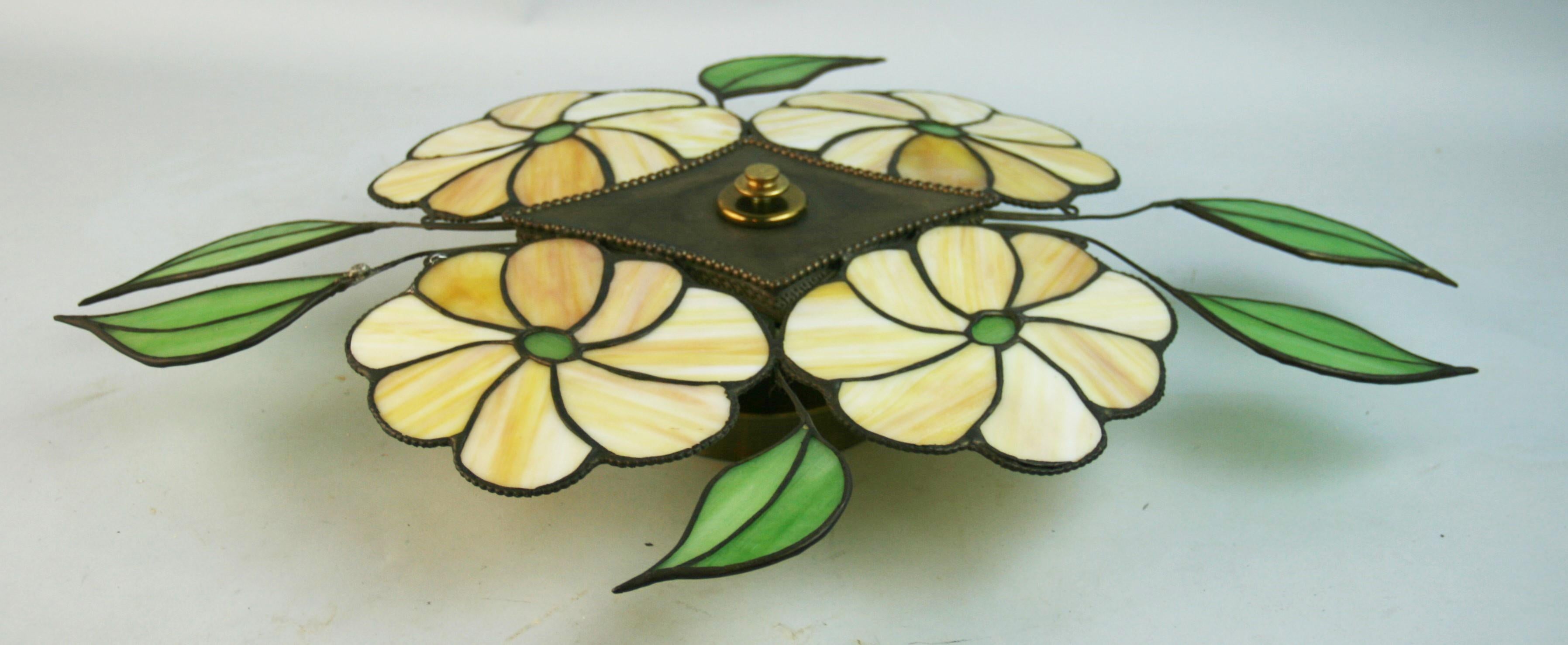 Stained Glass Leaves and Flowers Ceiling Light/Wall sconce For Sale 4