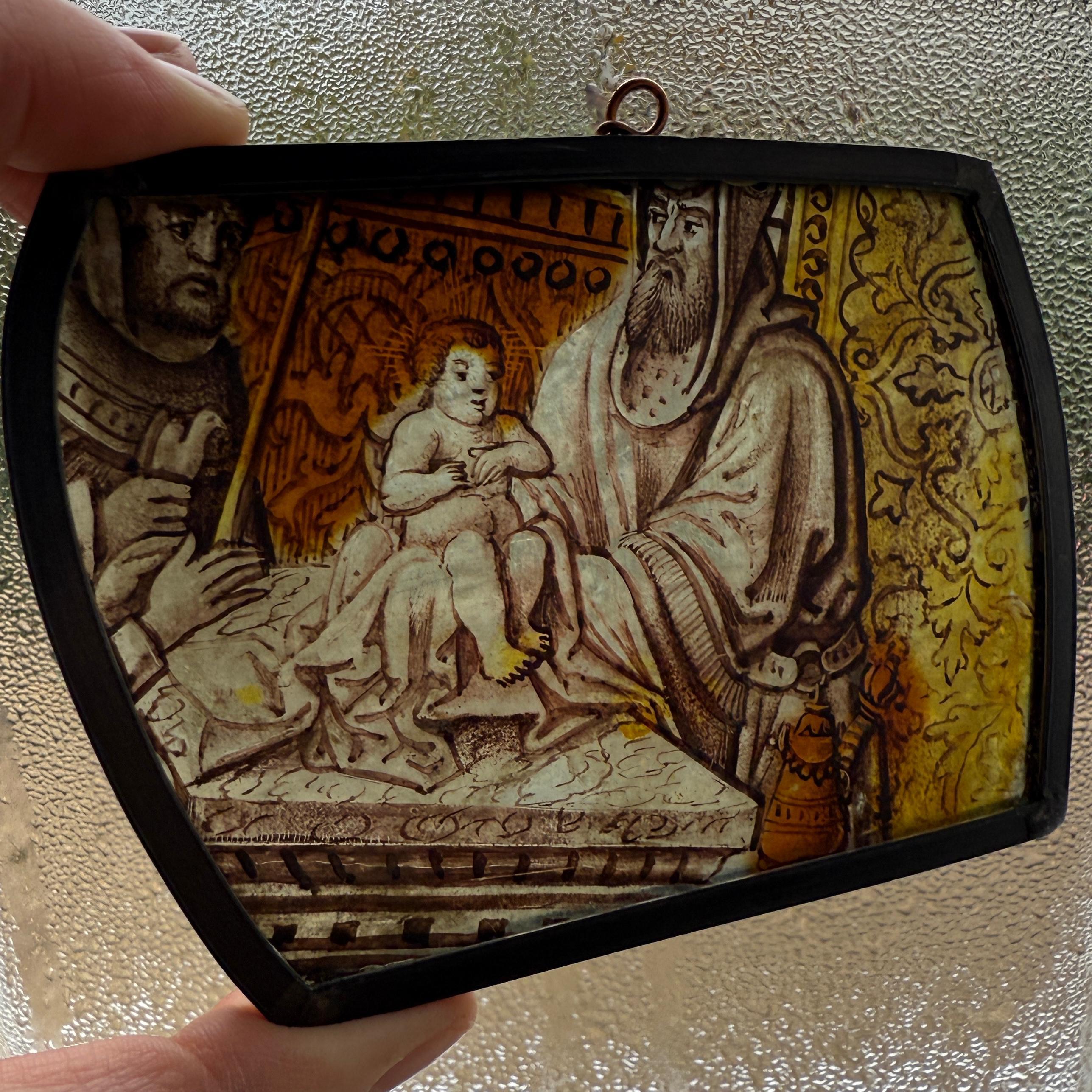 Stained Glass of the Presentation in the Temple. Low Countries, circa 1520 A.D. For Sale 6