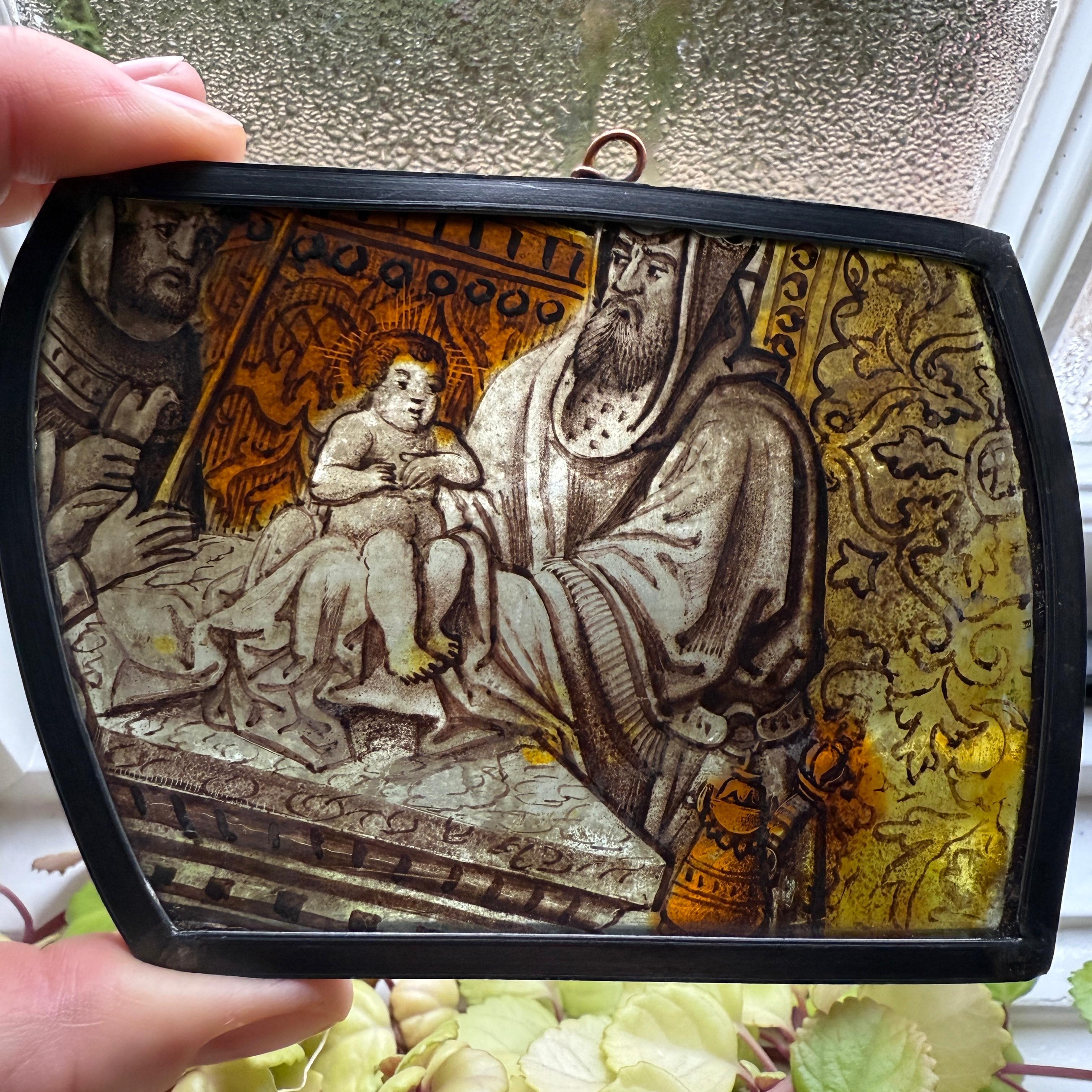 Stained Glass of the Presentation in the Temple. Low Countries, circa 1520 A.D. For Sale 8