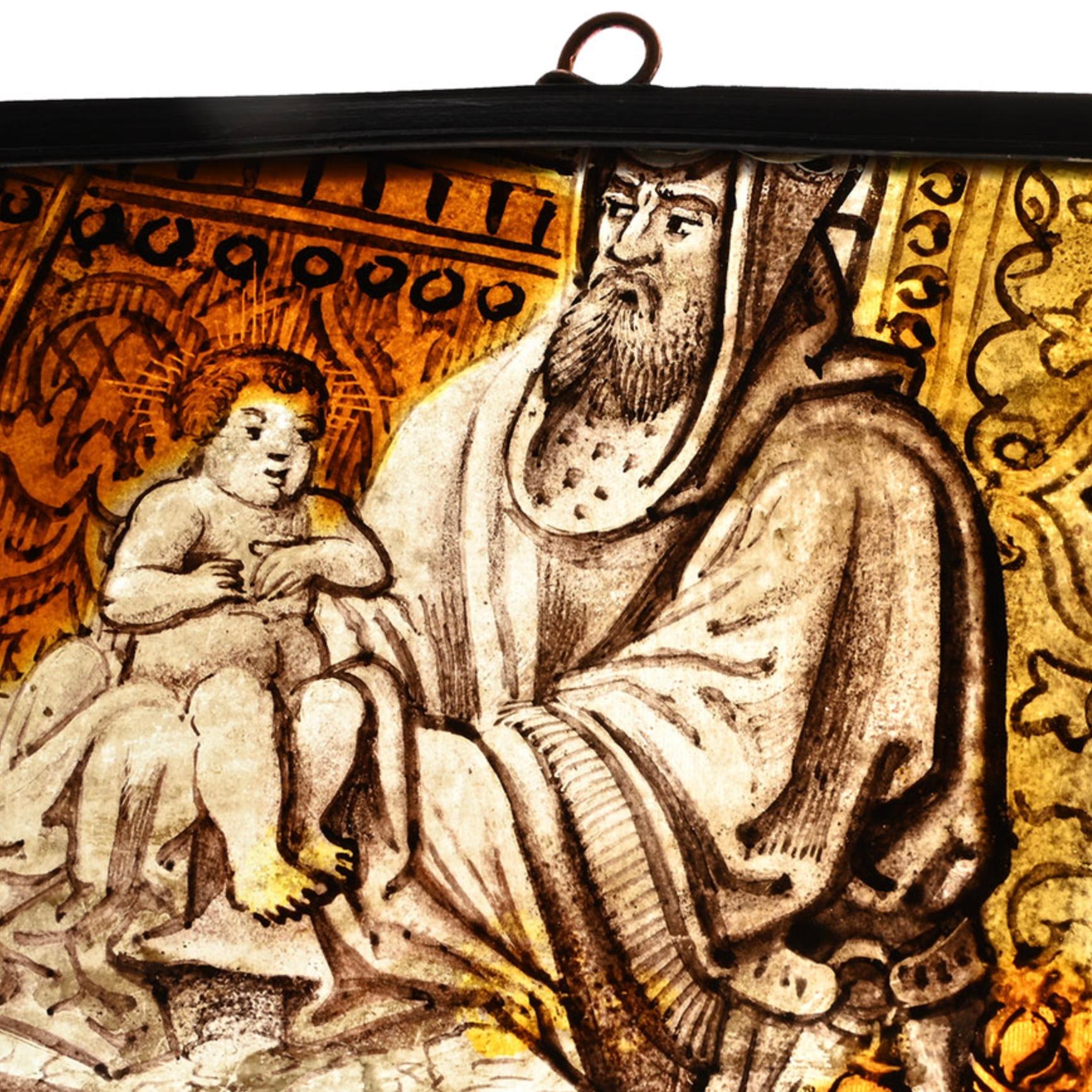 Women's or Men's Stained Glass of the Presentation in the Temple. Low Countries, circa 1520 A.D. For Sale