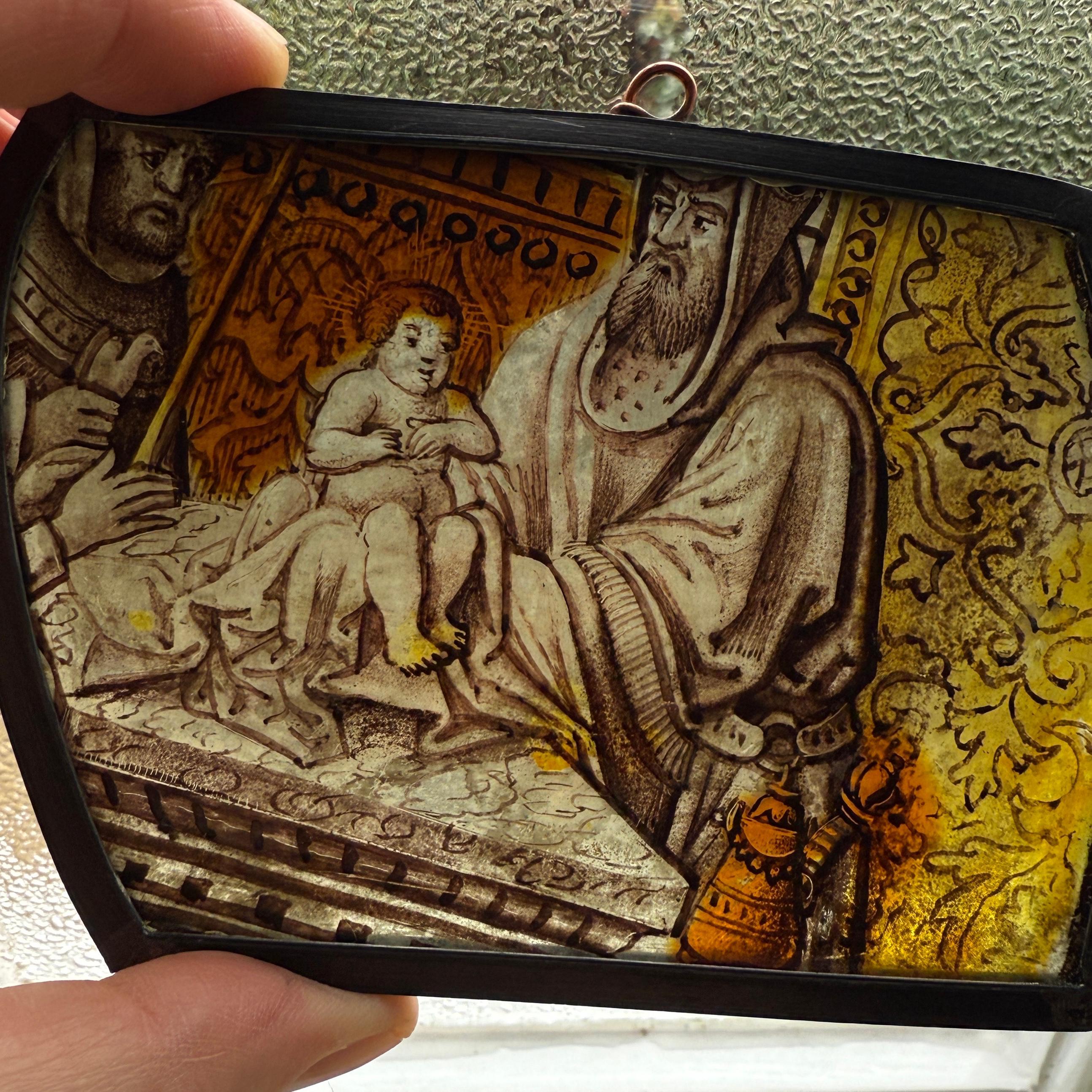 Stained Glass of the Presentation in the Temple. Low Countries, circa 1520 A.D. For Sale 5