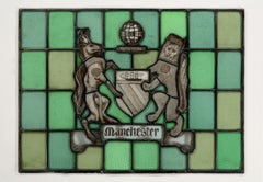 Stained, Glass Panel, English, Victorian, Coat of Arms, Manchester, Bee, 19