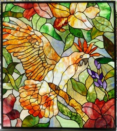 Stained Glass Panel with a Cockatoo