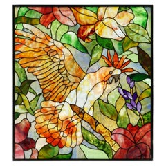 Stained Glass Panel with a Cockatoo