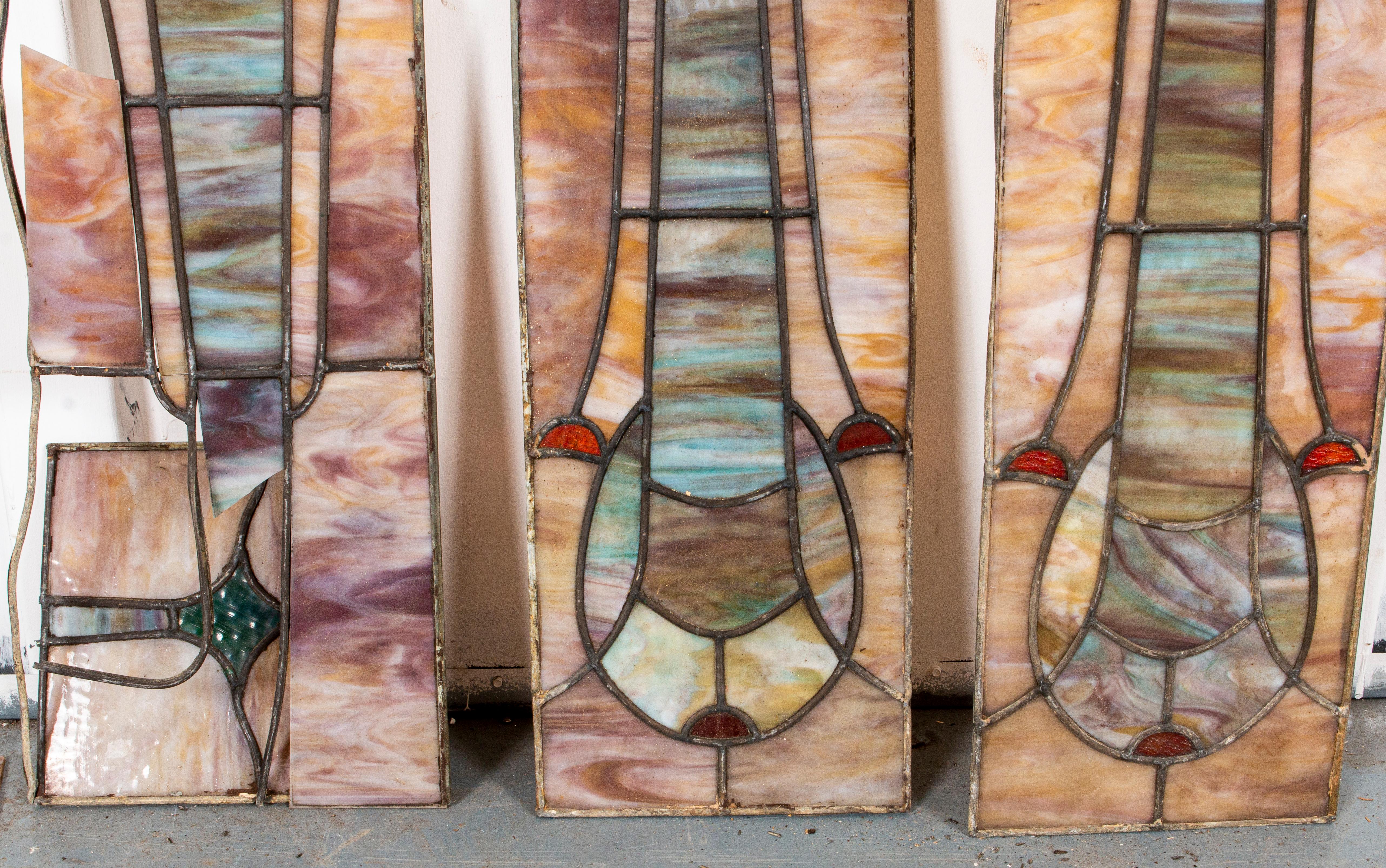 Stained Glass Panels In Distressed Condition For Sale In New York, NY