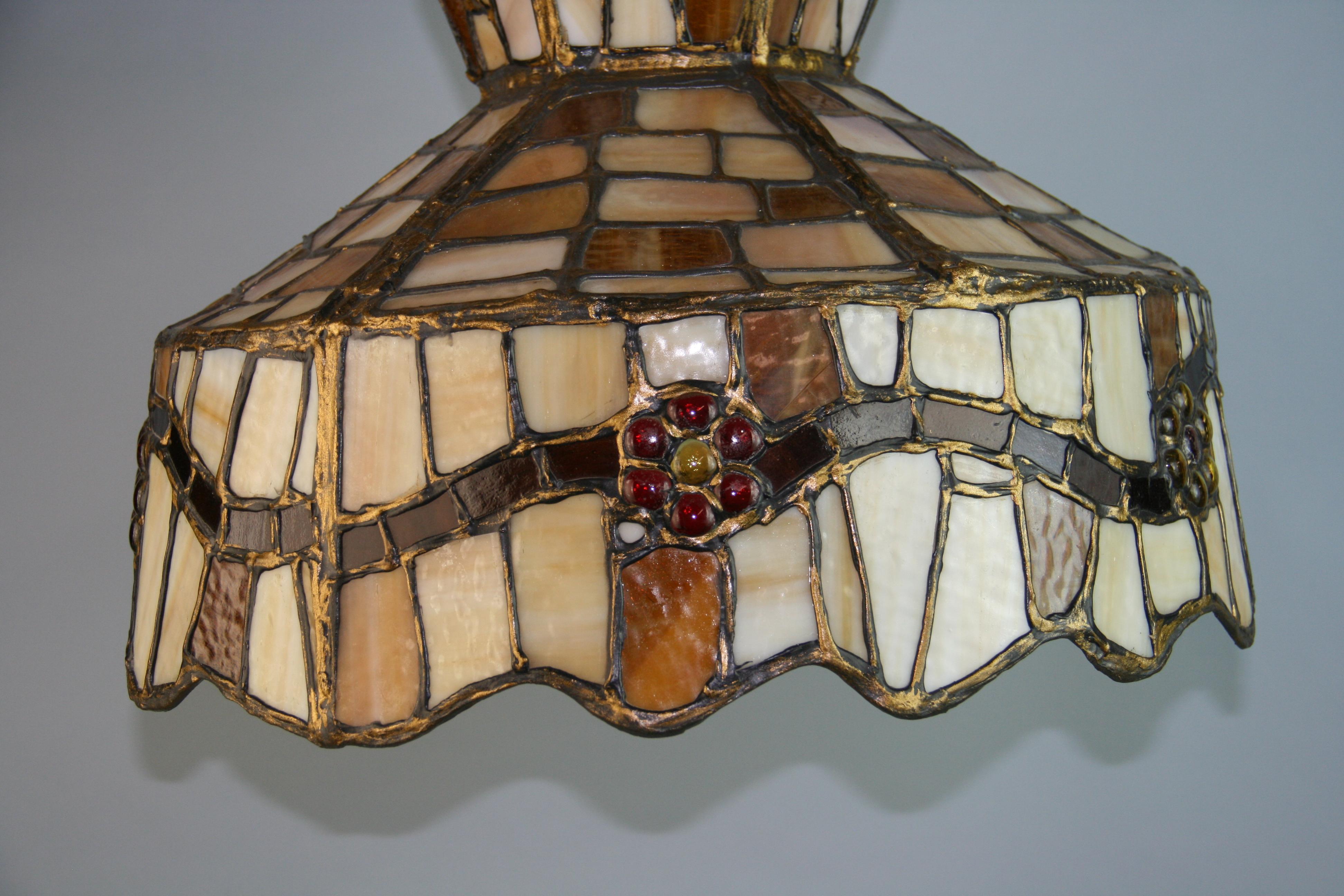 Stained Glass Pendant Chandelier For Sale 5