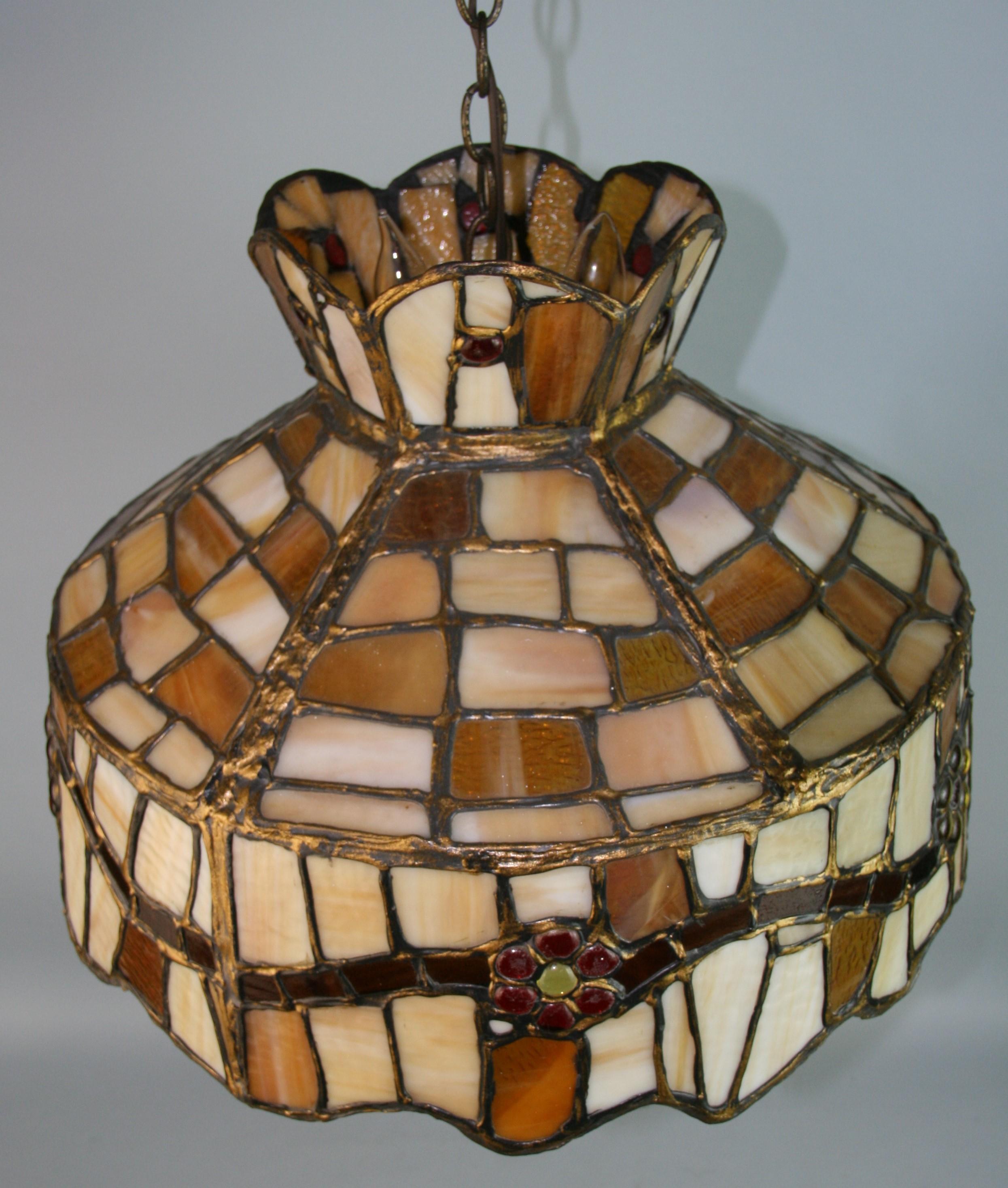 Stained Glass Pendant Chandelier For Sale 6
