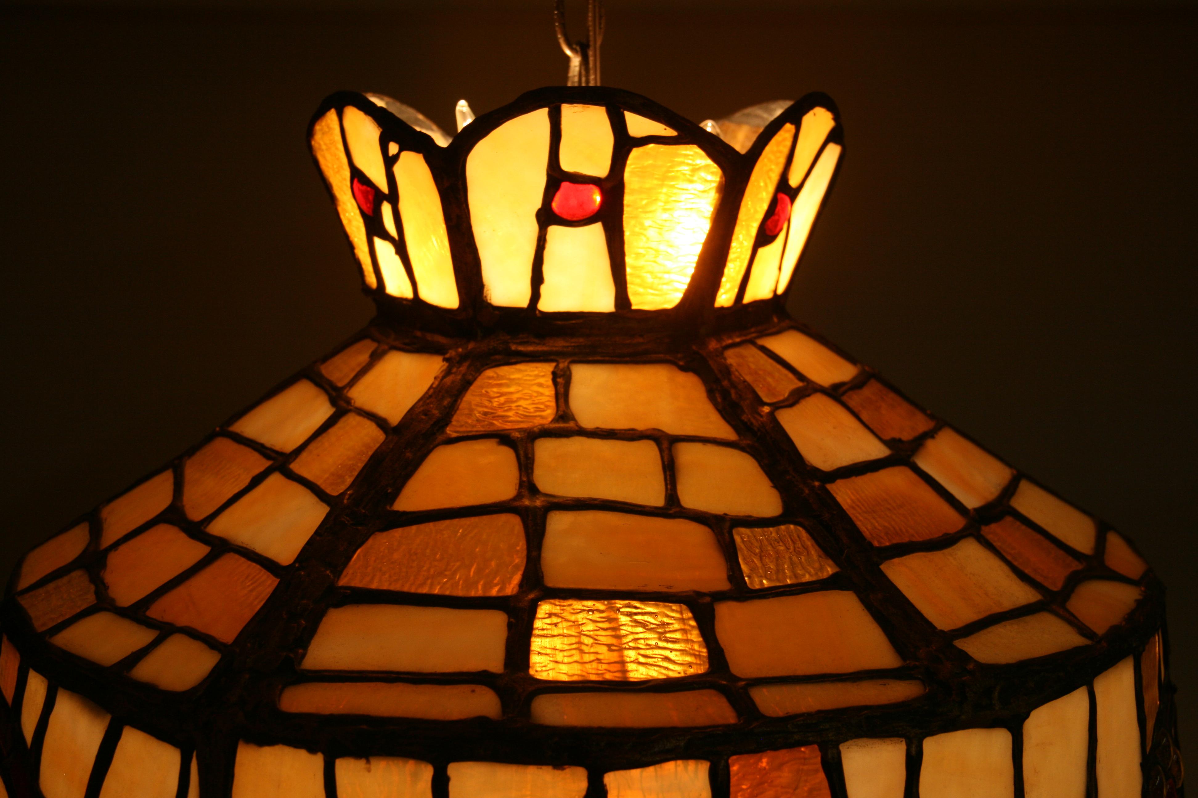 Stained Glass Pendant Chandelier For Sale 2