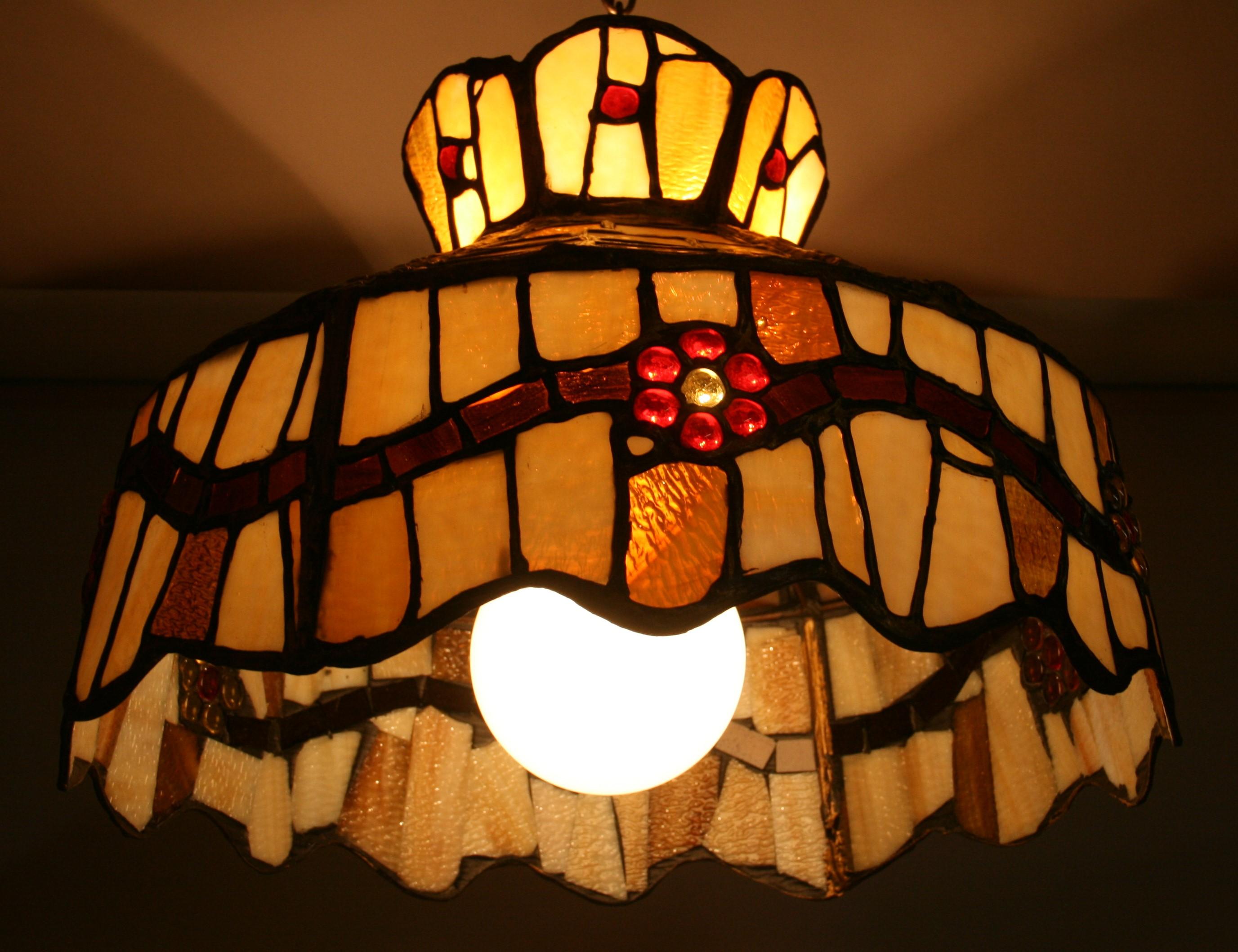 Stained Glass Pendant Chandelier For Sale 3