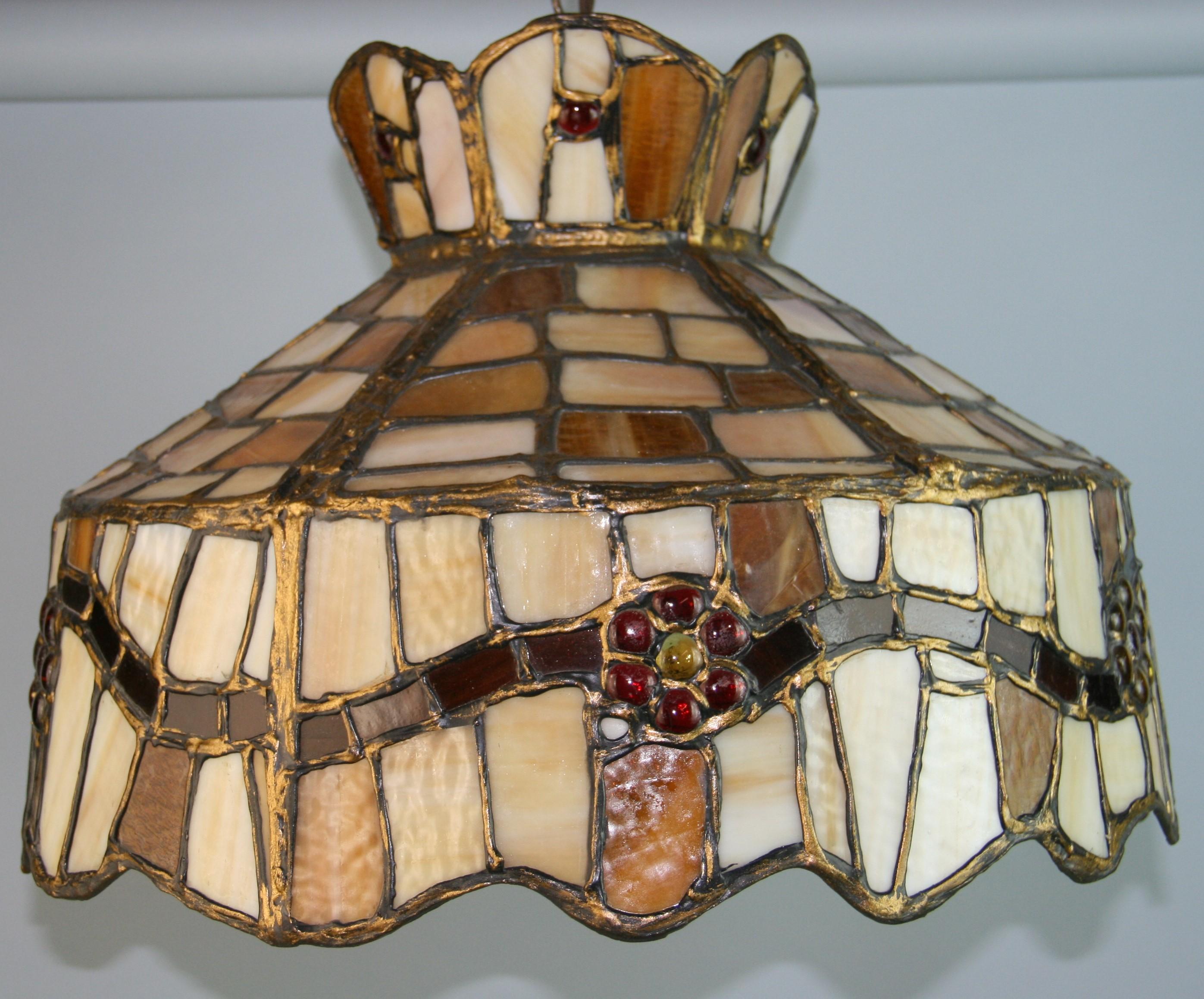 Stained Glass Pendant Chandelier For Sale 4
