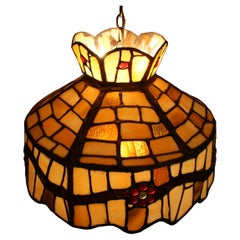 Vintage Stained Glass Pendant Chandelier