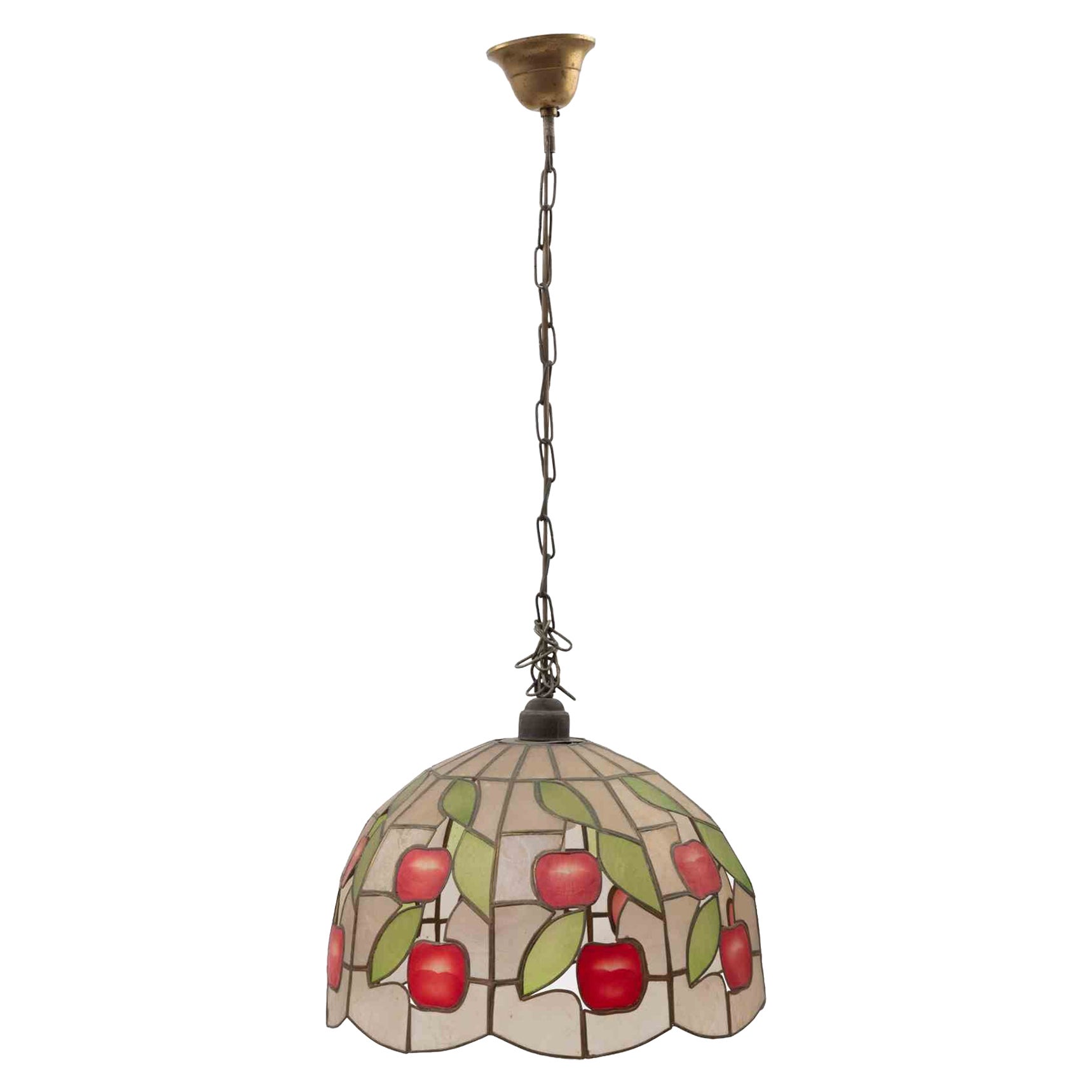 Stained glass pendant chandelier, Italy, 1960s, Tiffany Revival Design