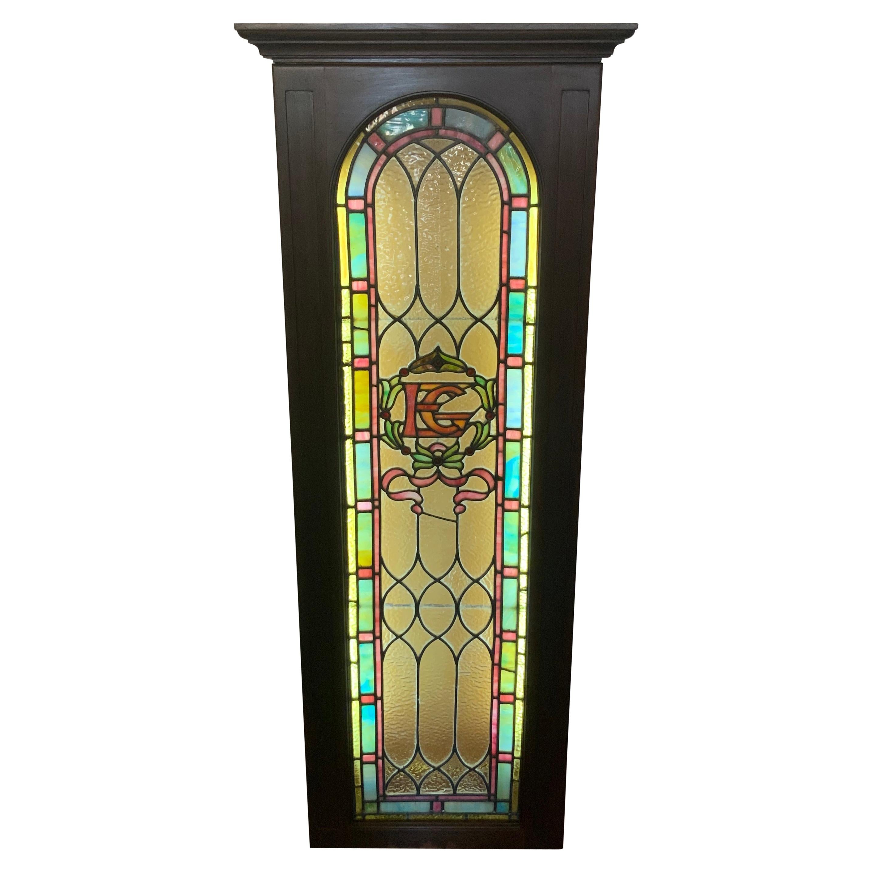 Stained Glass Rectangular Wood Framed Window
