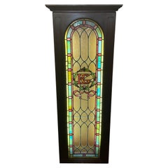 Used Stained Glass Rectangular Wood Framed Window