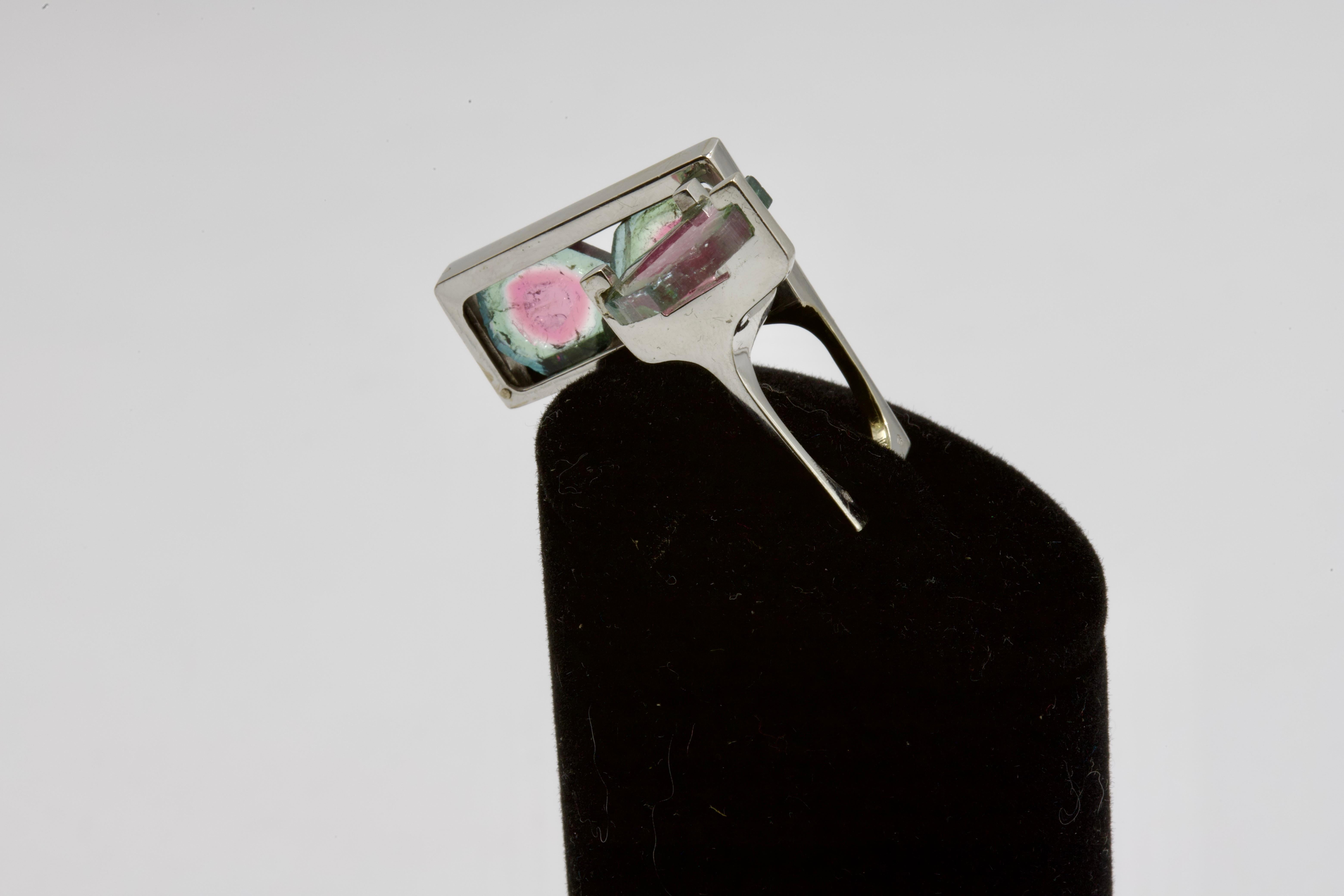 Modernist Stained Glass Ring by Jean Vendome  For Sale